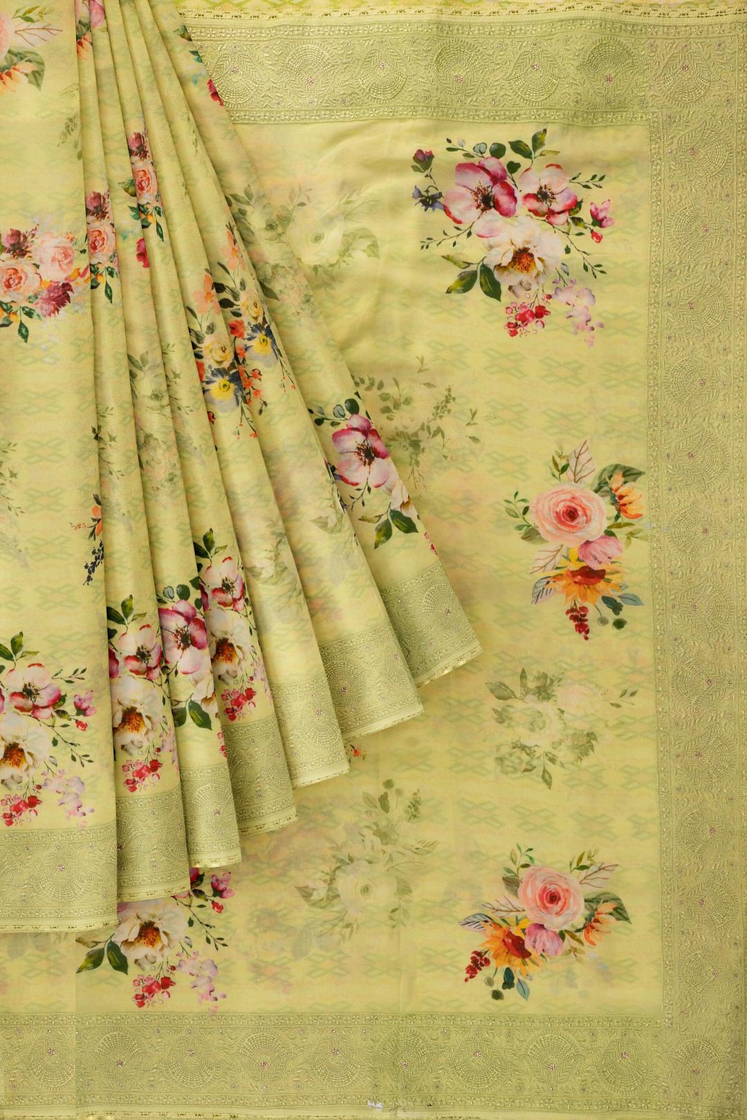 Green Printed Georgette Saree ES1252