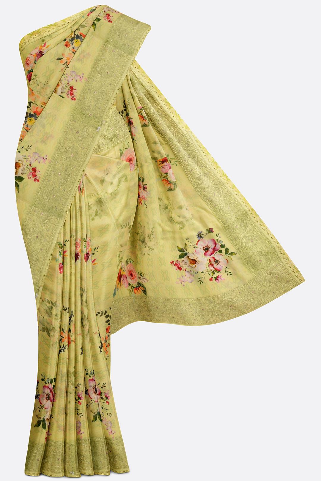 Green Printed Georgette Saree ES1252