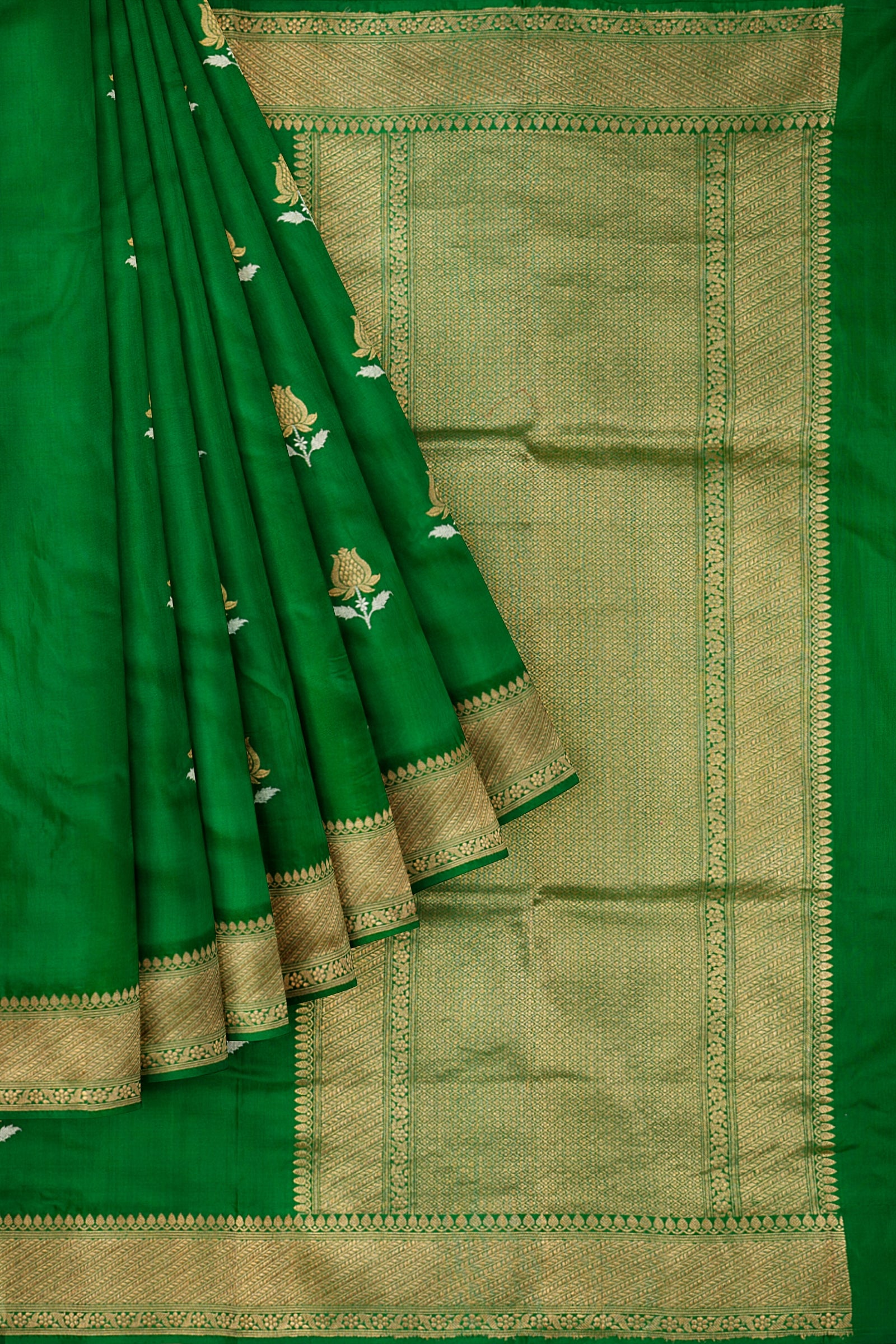 Green Woven Banaras Saree F00209