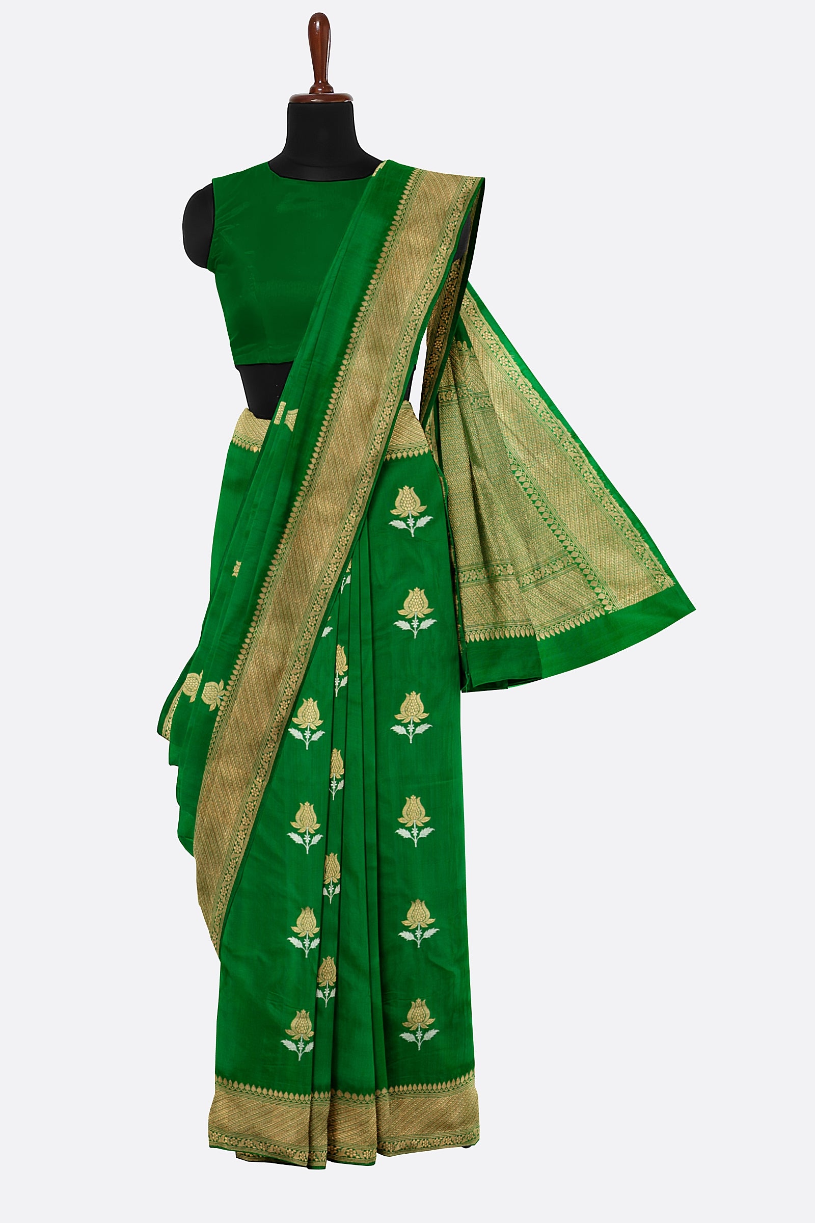 Green Woven Banaras Saree F00209