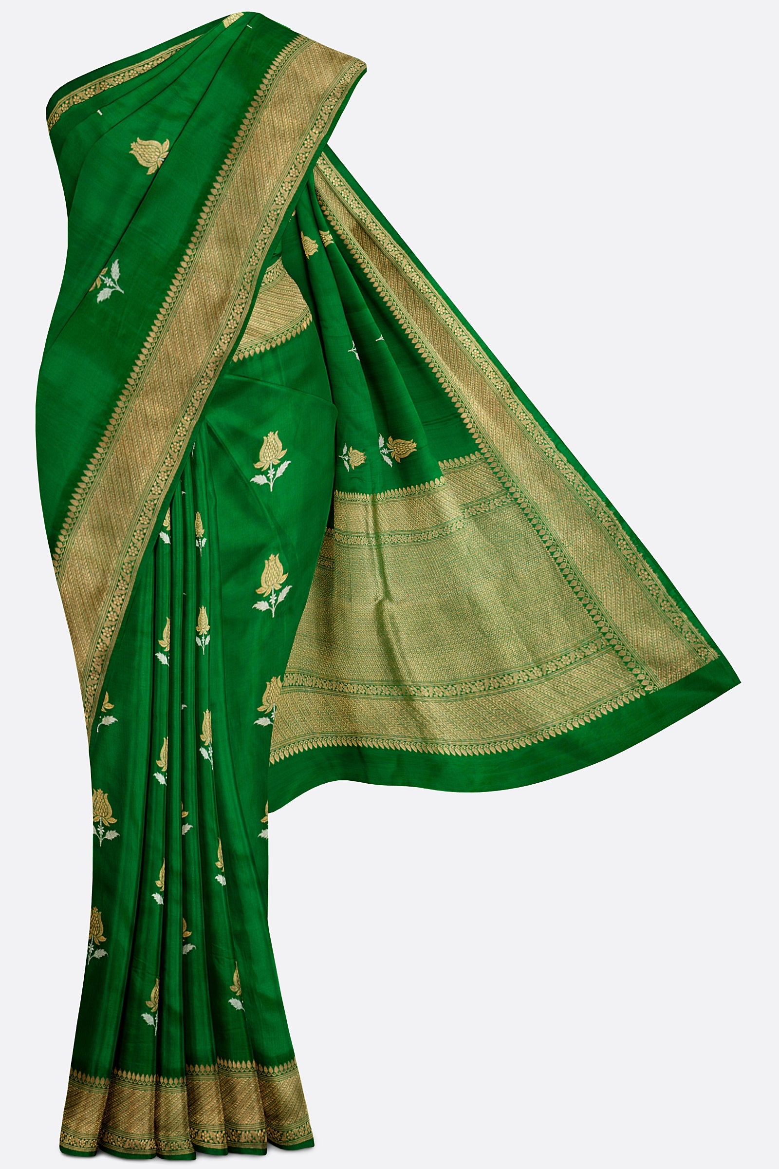 Green Woven Banaras Saree F00209