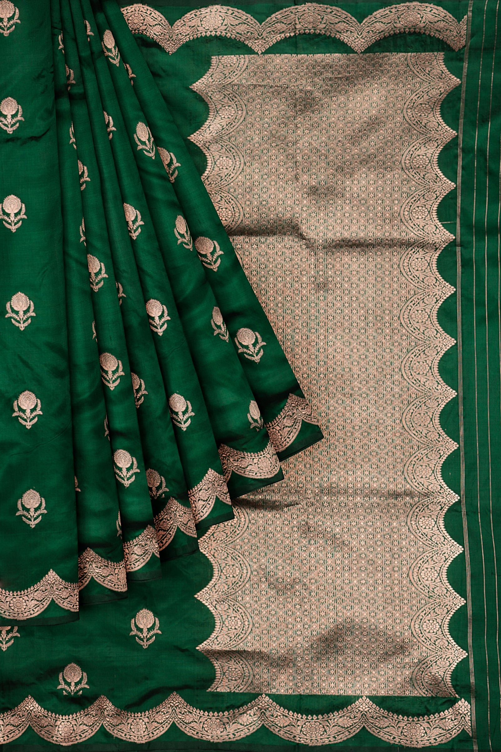 Green Woven Banaras Saree F00443