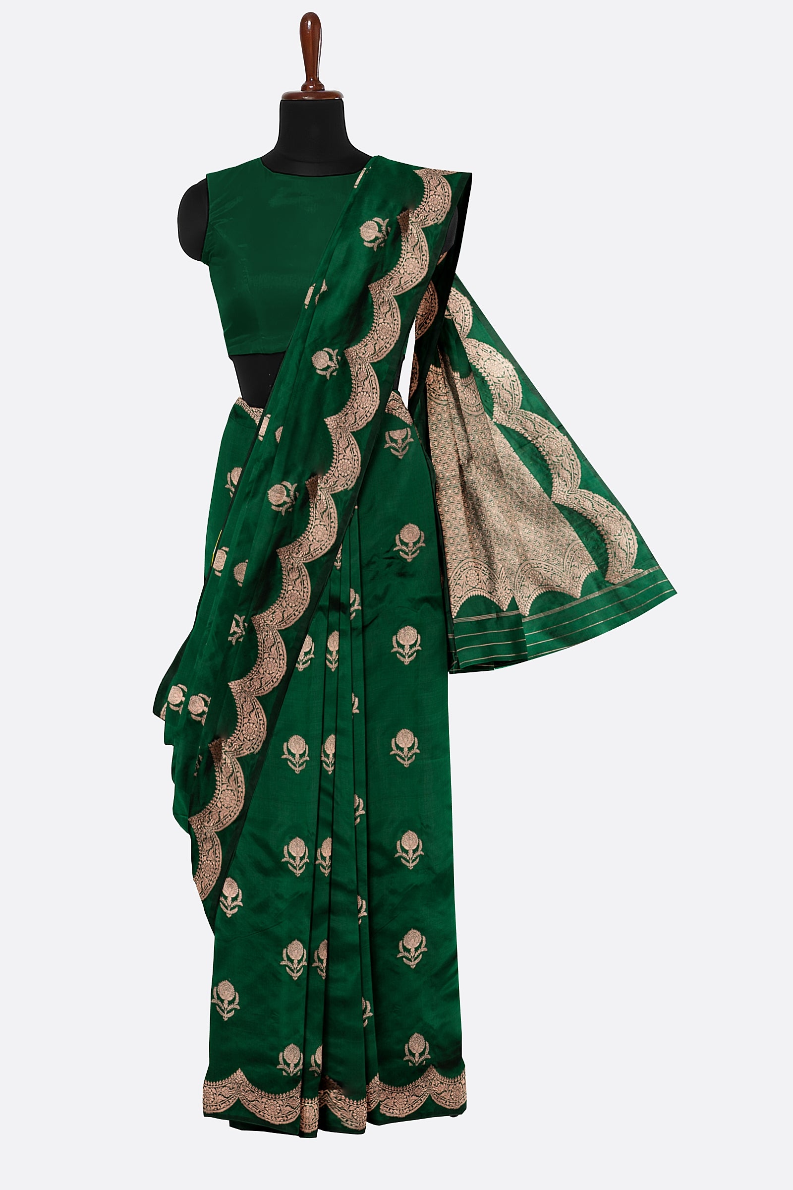 Green Woven Banaras Saree F00443