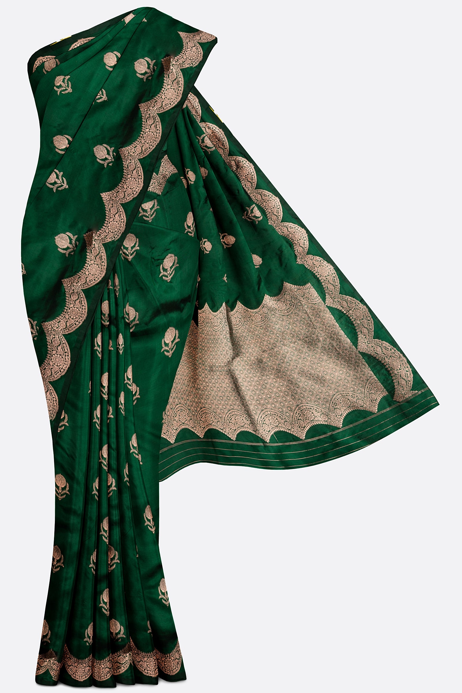 Green Woven Banaras Saree F00443