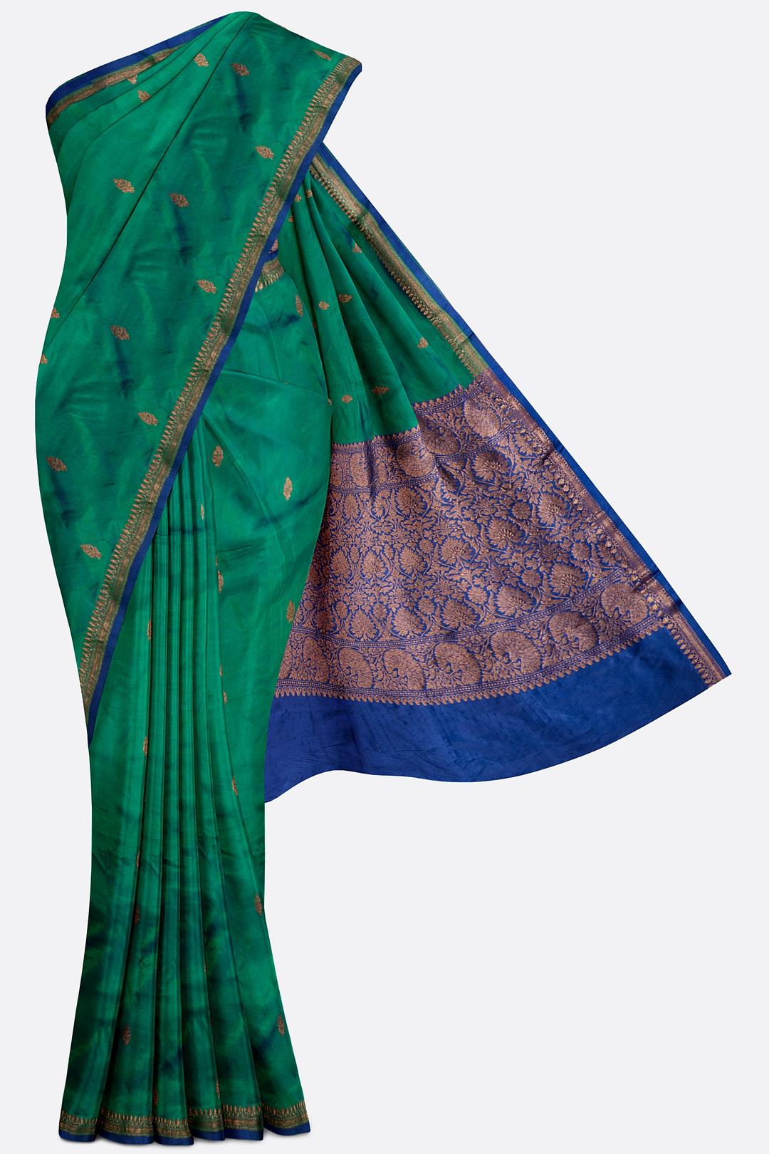 Green Woven Banaras Saree F00955