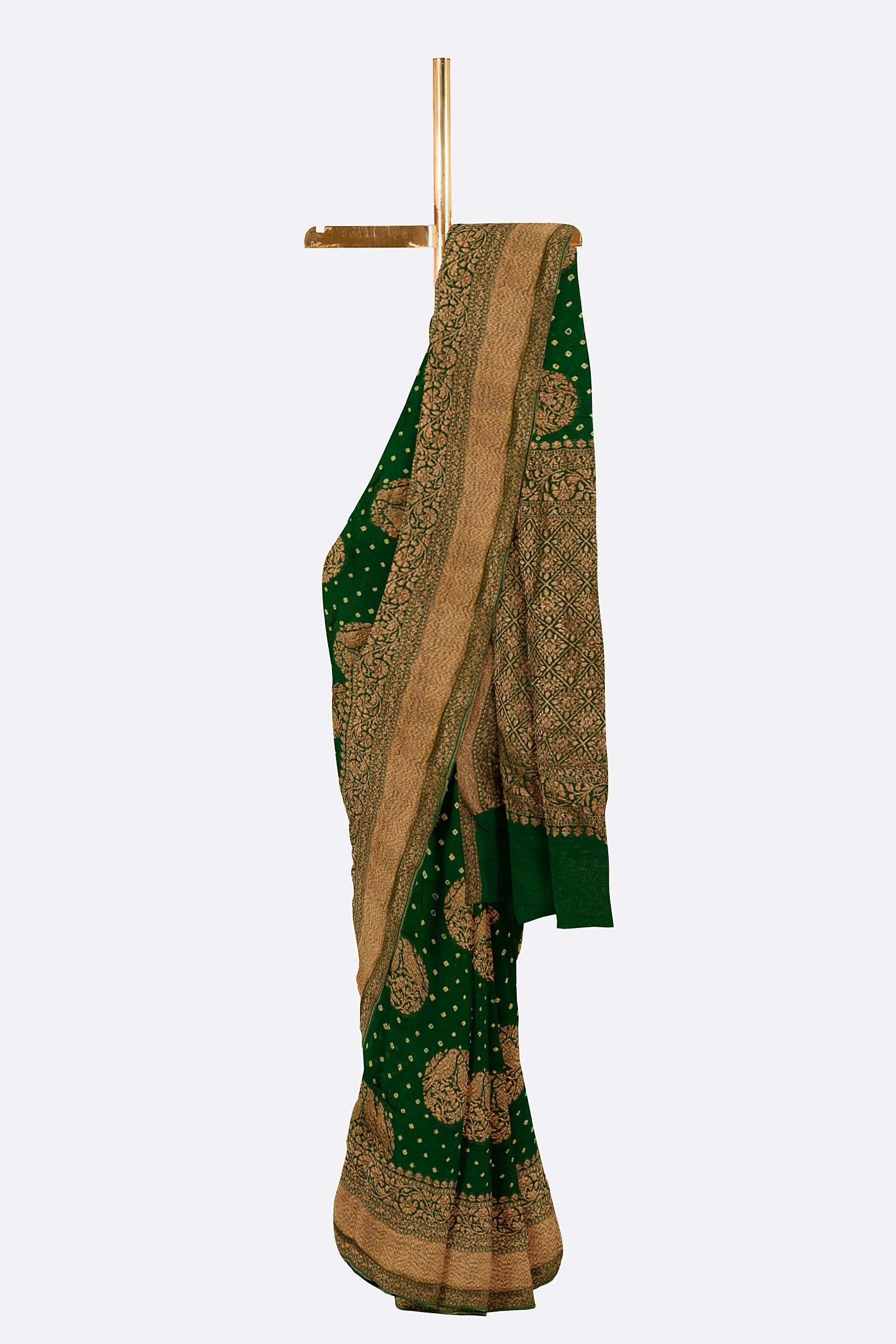 Green Woven Bandhani Saree DS0709