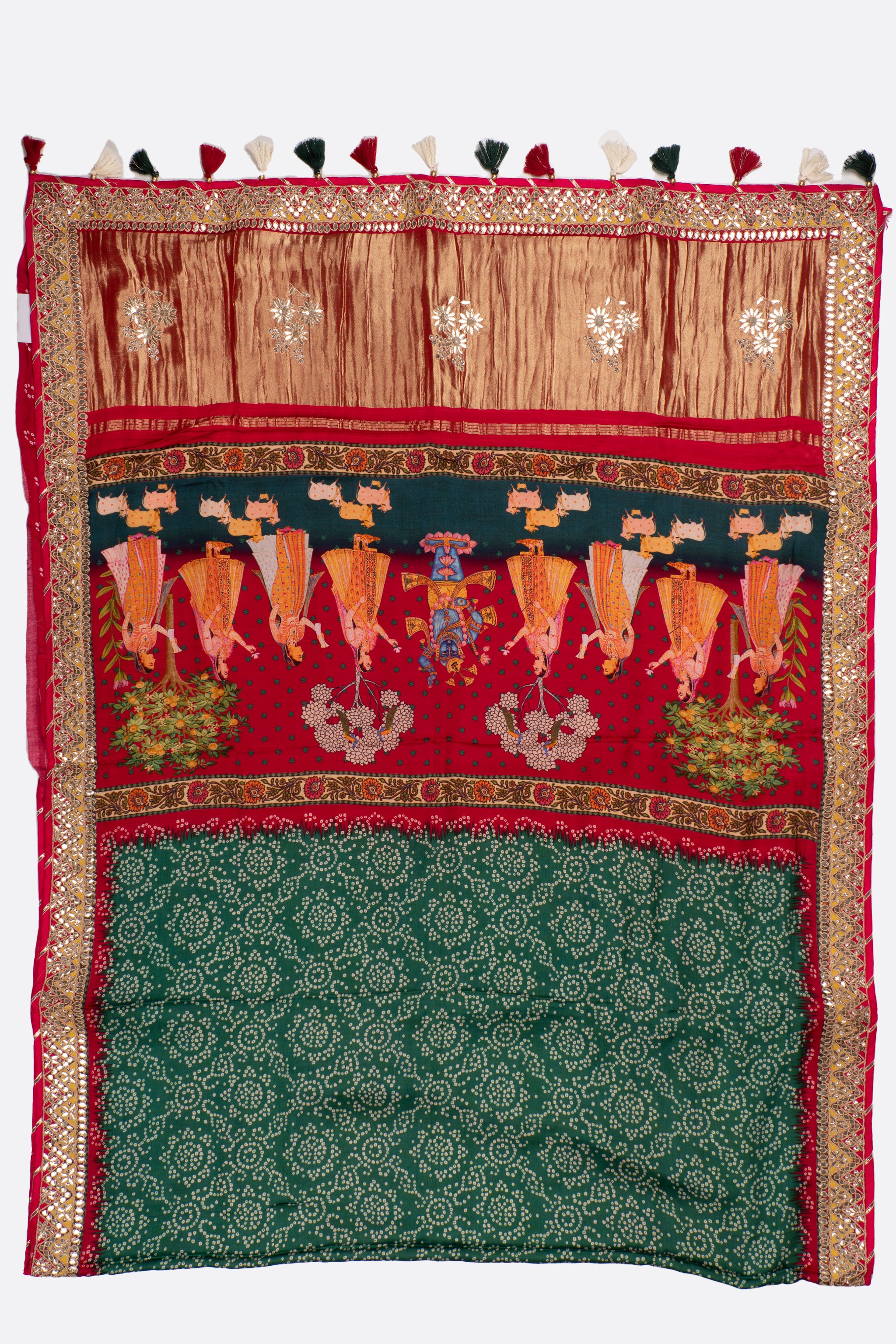 Green Woven Bandhani Saree ES0308