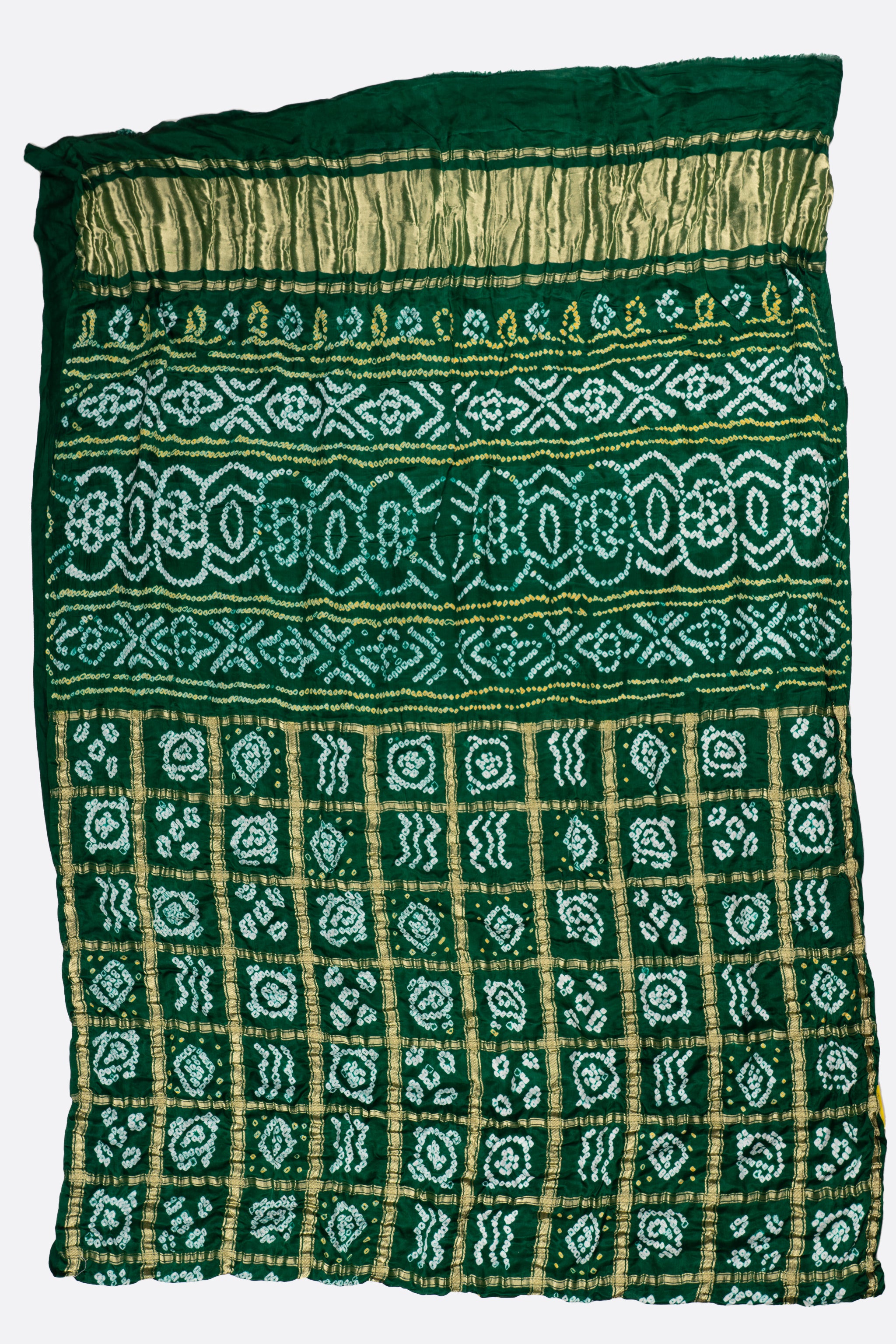Green Woven Bandhani Saree F00904