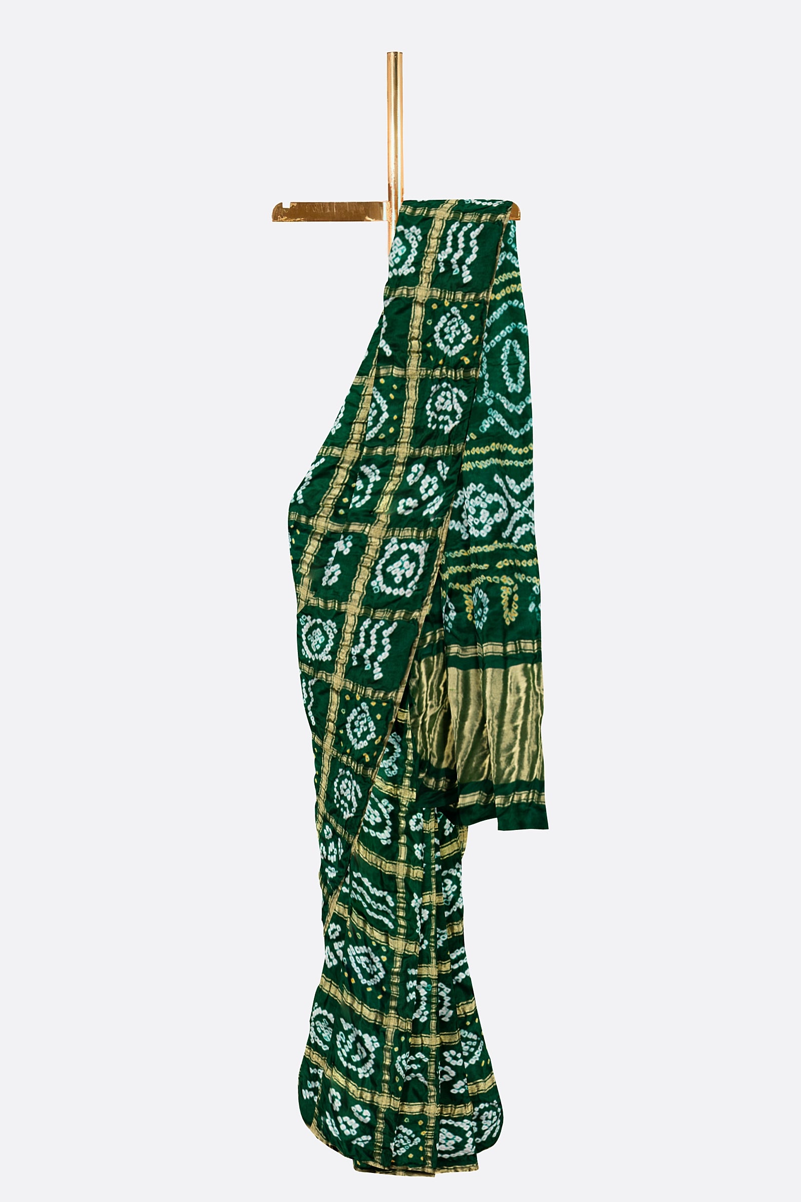 Green Woven Bandhani Saree F00904