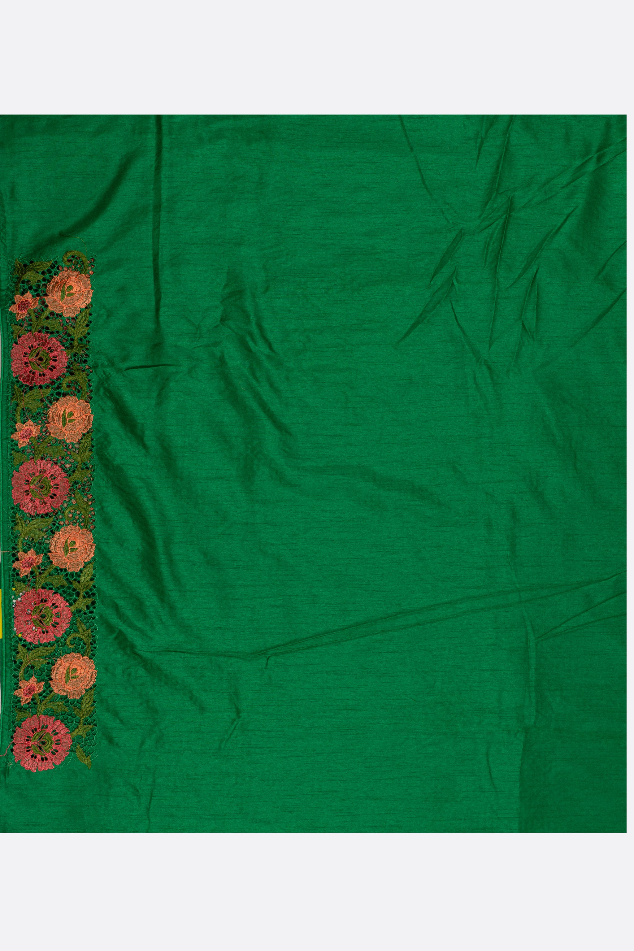 Green Woven Chiniya Saree AB0488