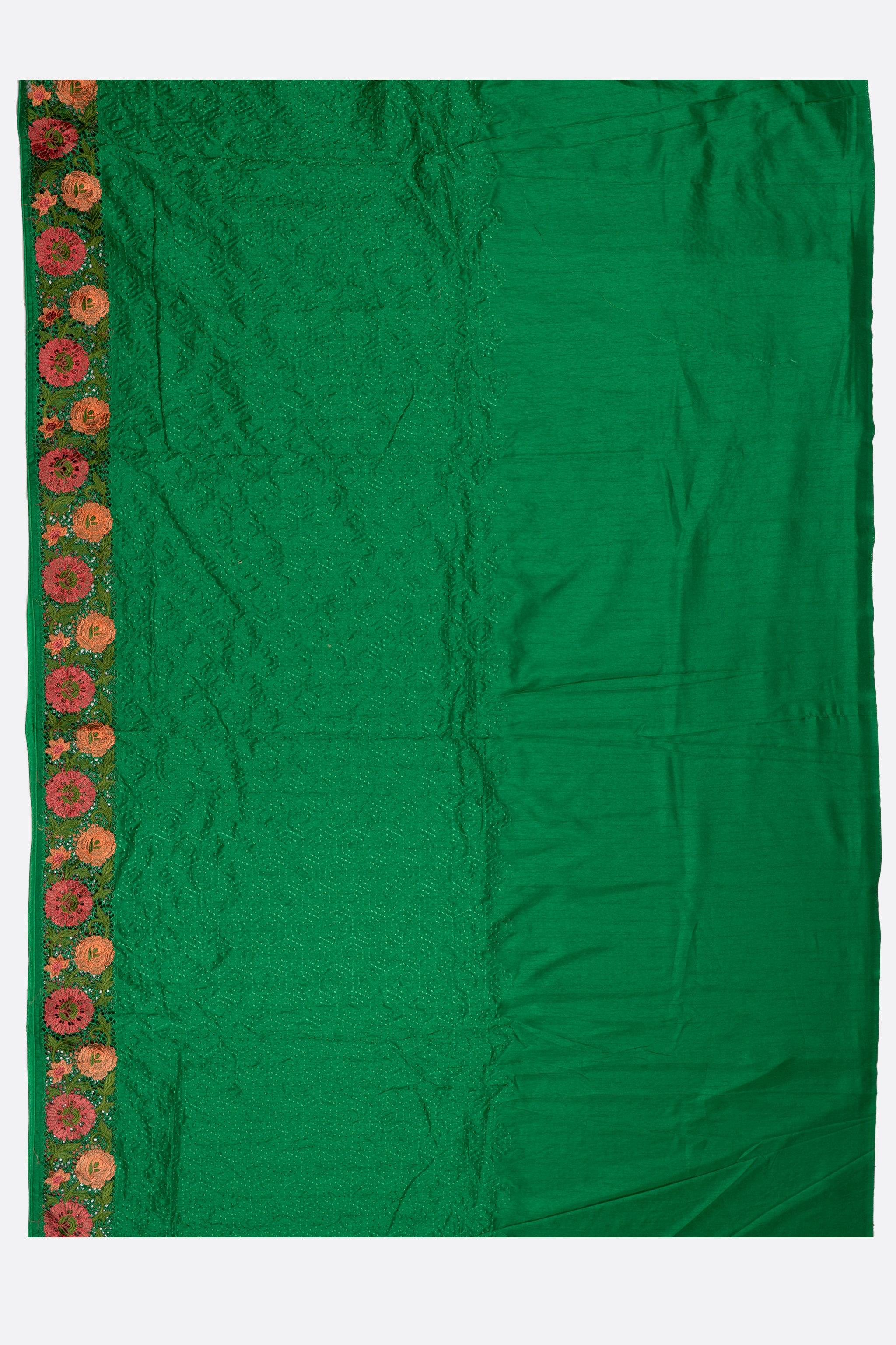 Green Woven Chiniya Saree AB0488