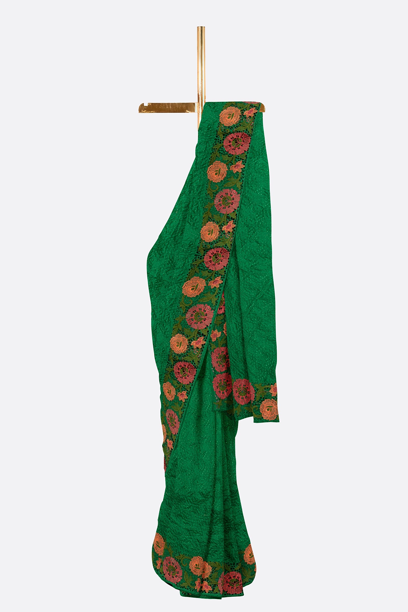 Green Woven Chiniya Saree AB0488