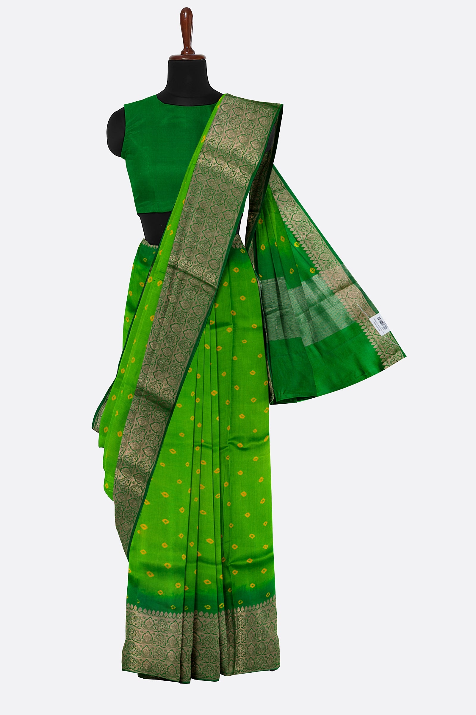 Green Woven Chiniya Saree ES1146