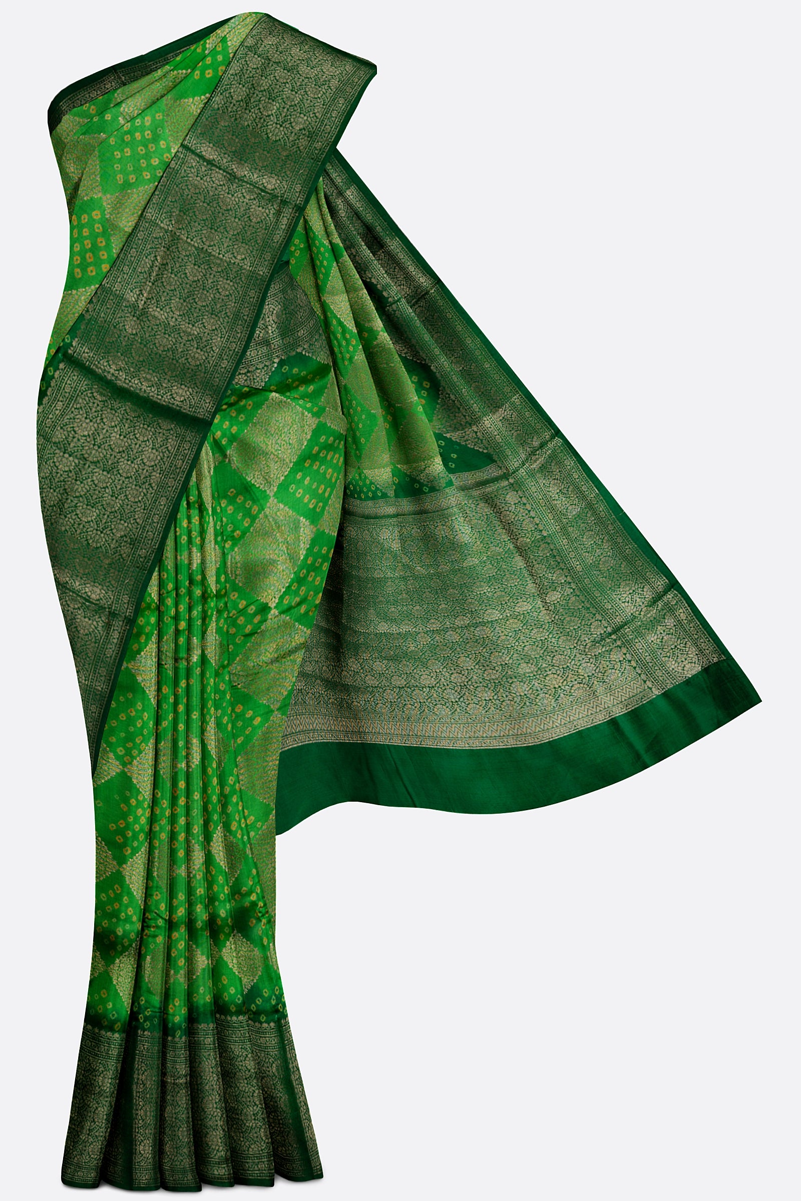 Green Woven Chiniya Saree ES1148