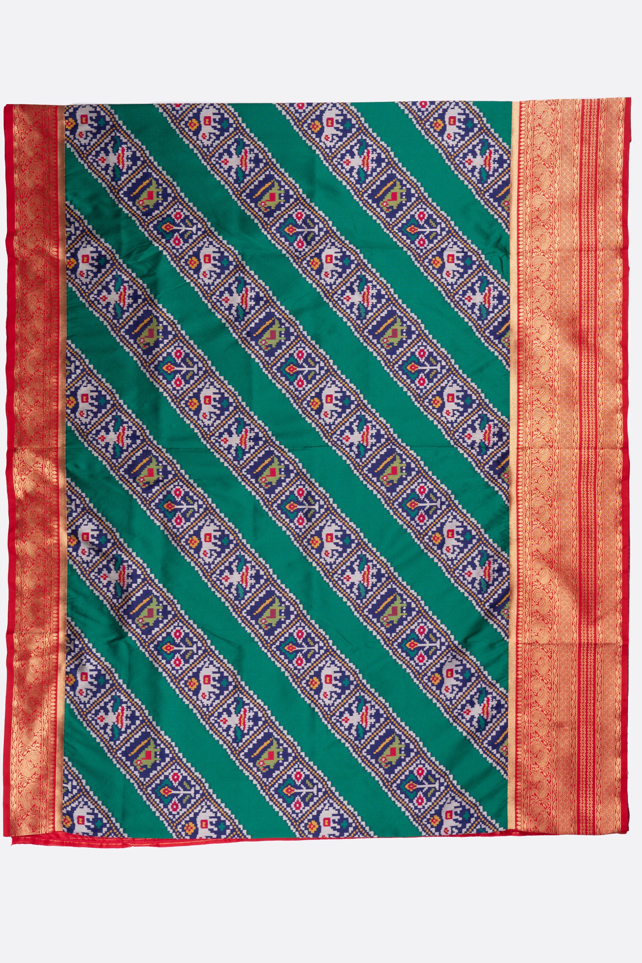 Green Woven Ikat Pochampally Saree F00881