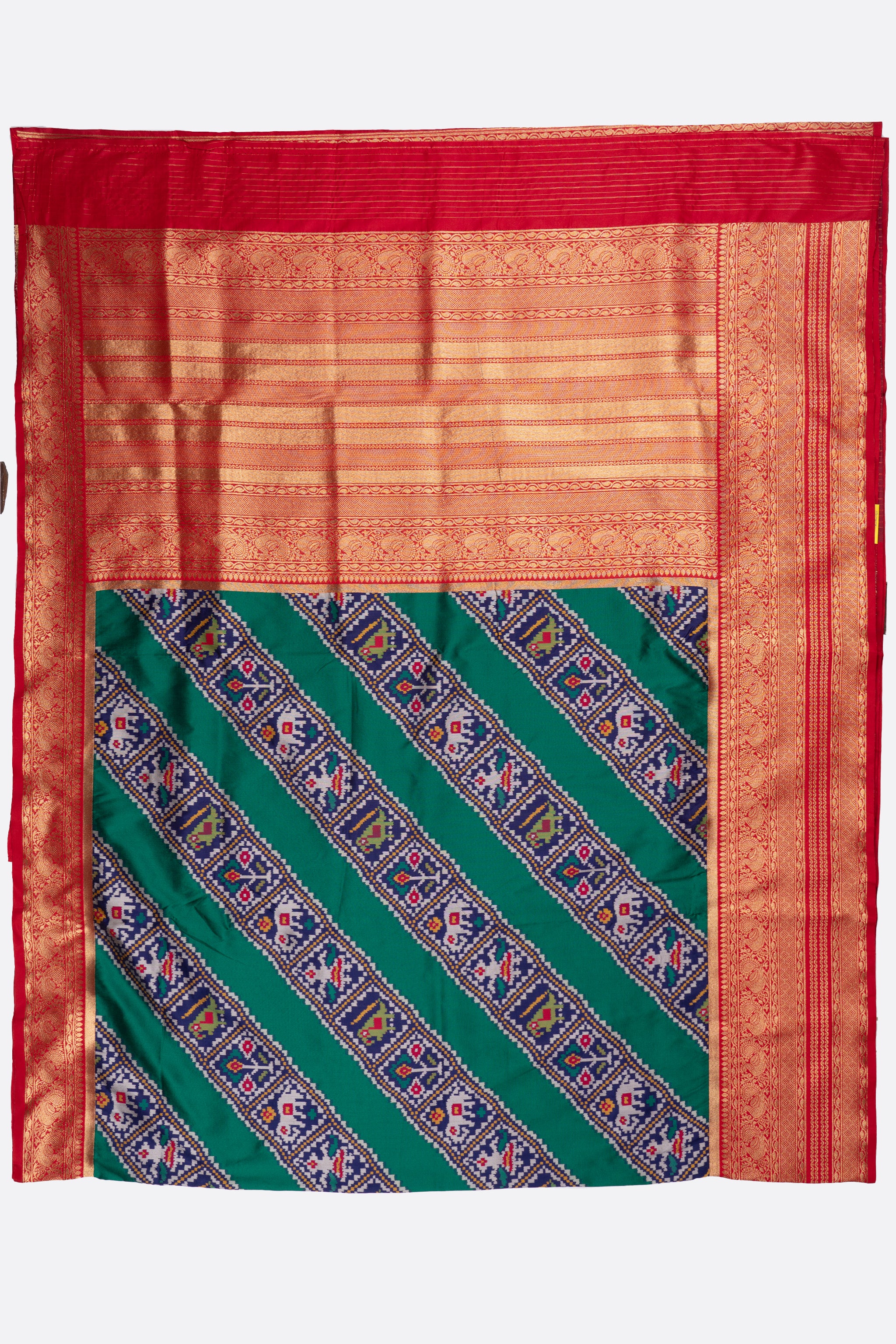 Green Woven Ikat Pochampally Saree F00881