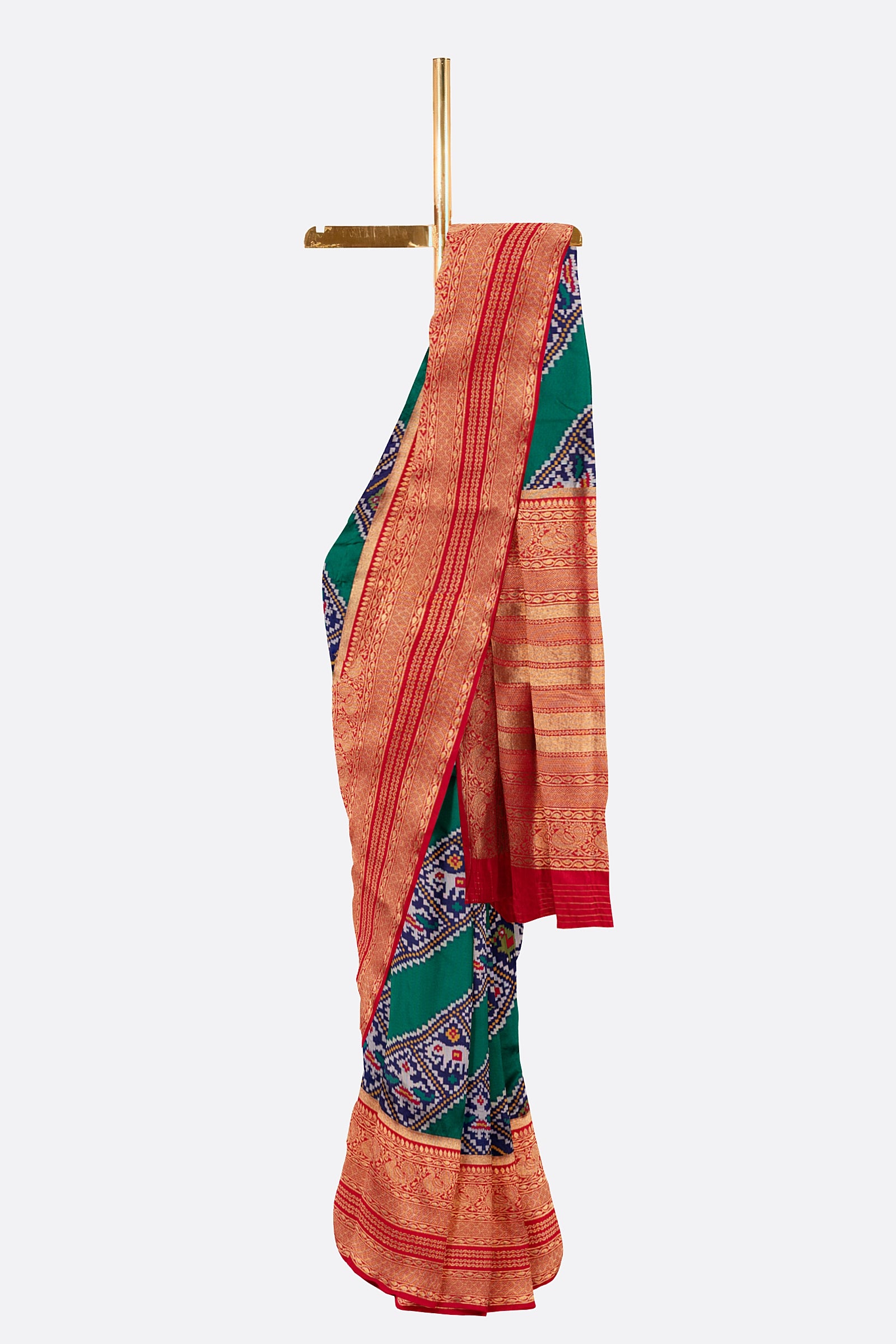 Green Woven Ikat Pochampally Saree F00881