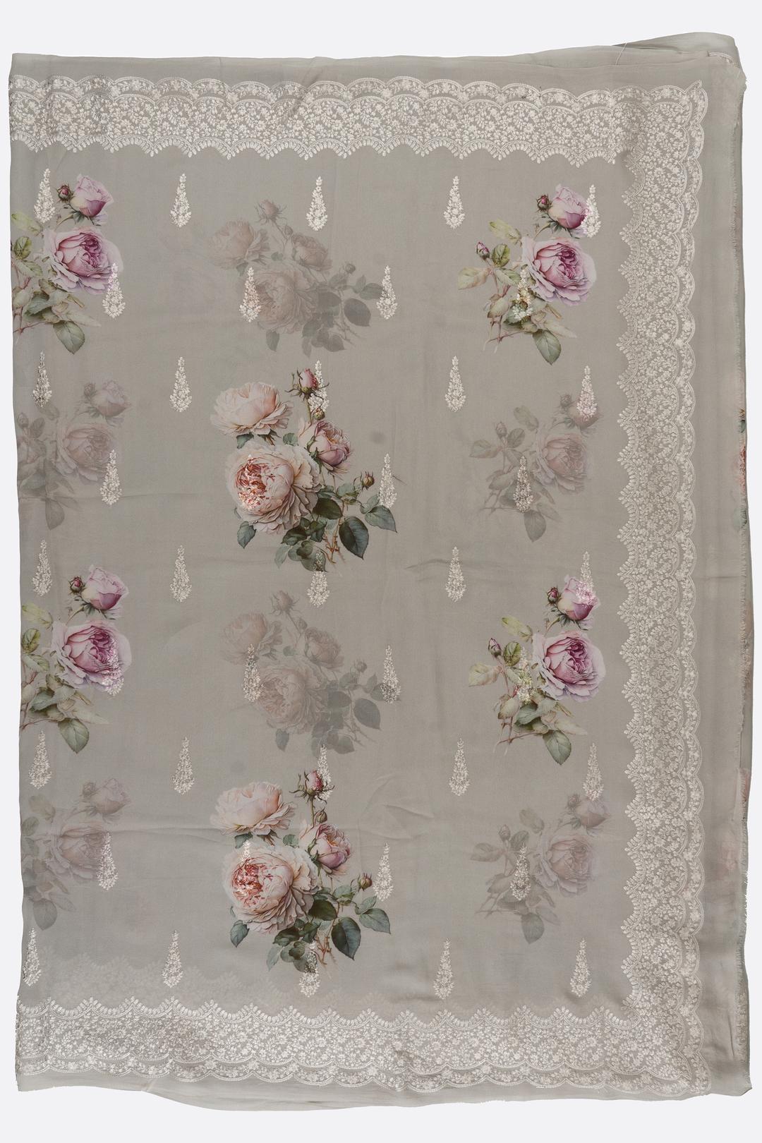 Grey Printed Georgette Saree F00817