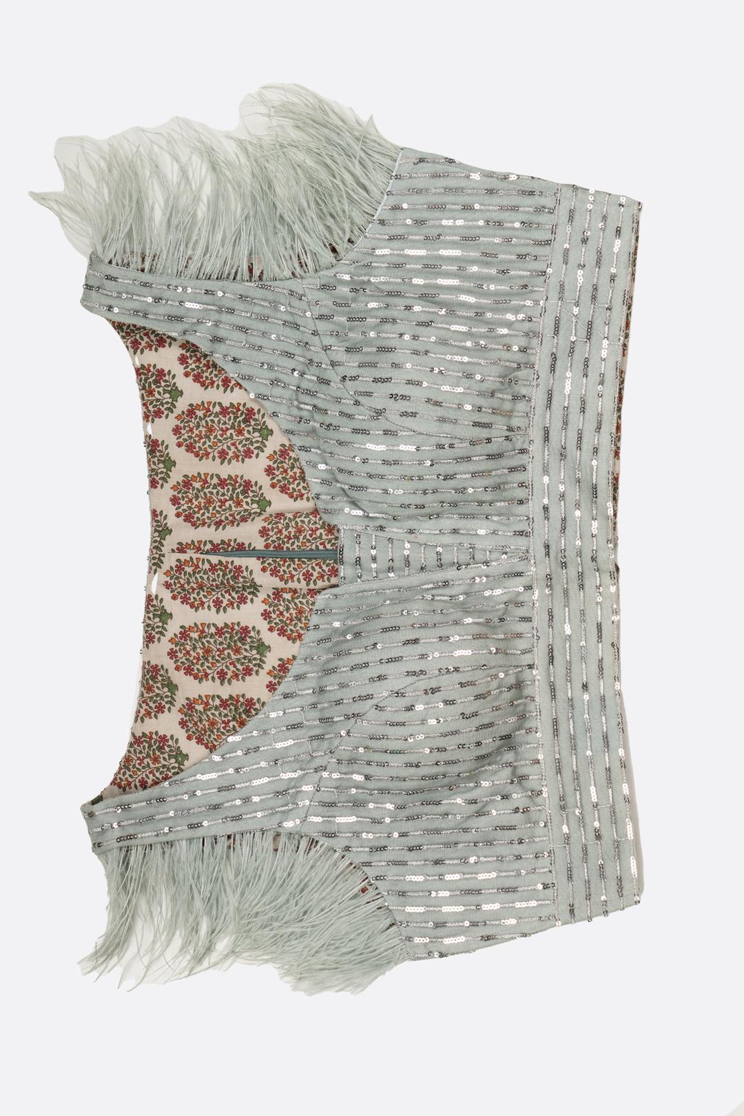 Grey Sequins Net Saree ES0188