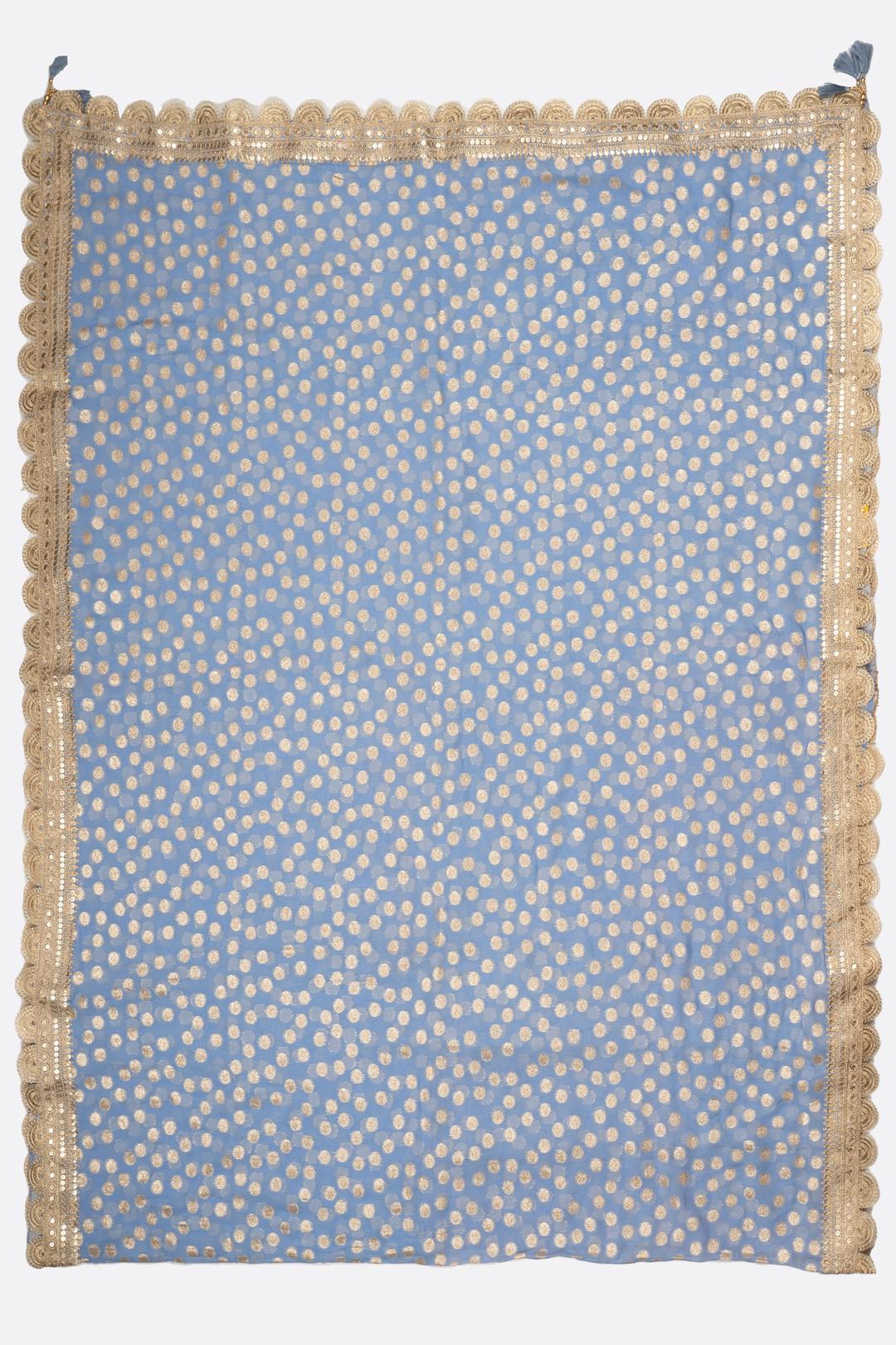 Ice Blue Zari Georgette Saree ES1346