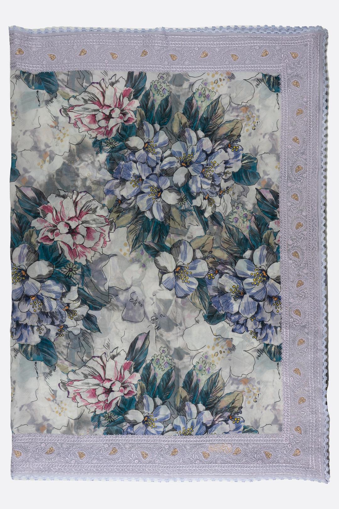 Lavender Printed Georgette Saree ES1253