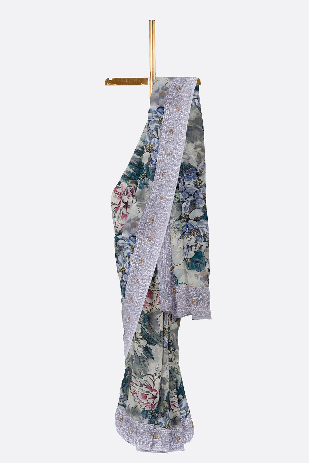 Lavender Printed Georgette Saree ES1253