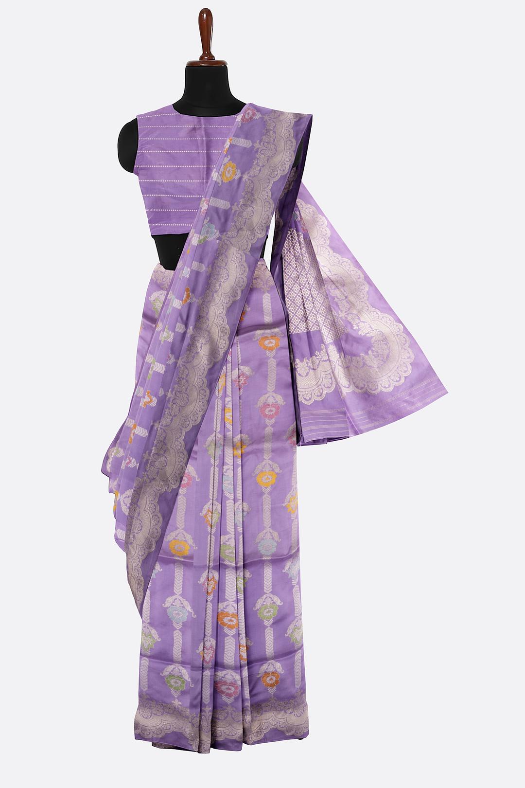 Lavender Woven Banaras Saree F00198