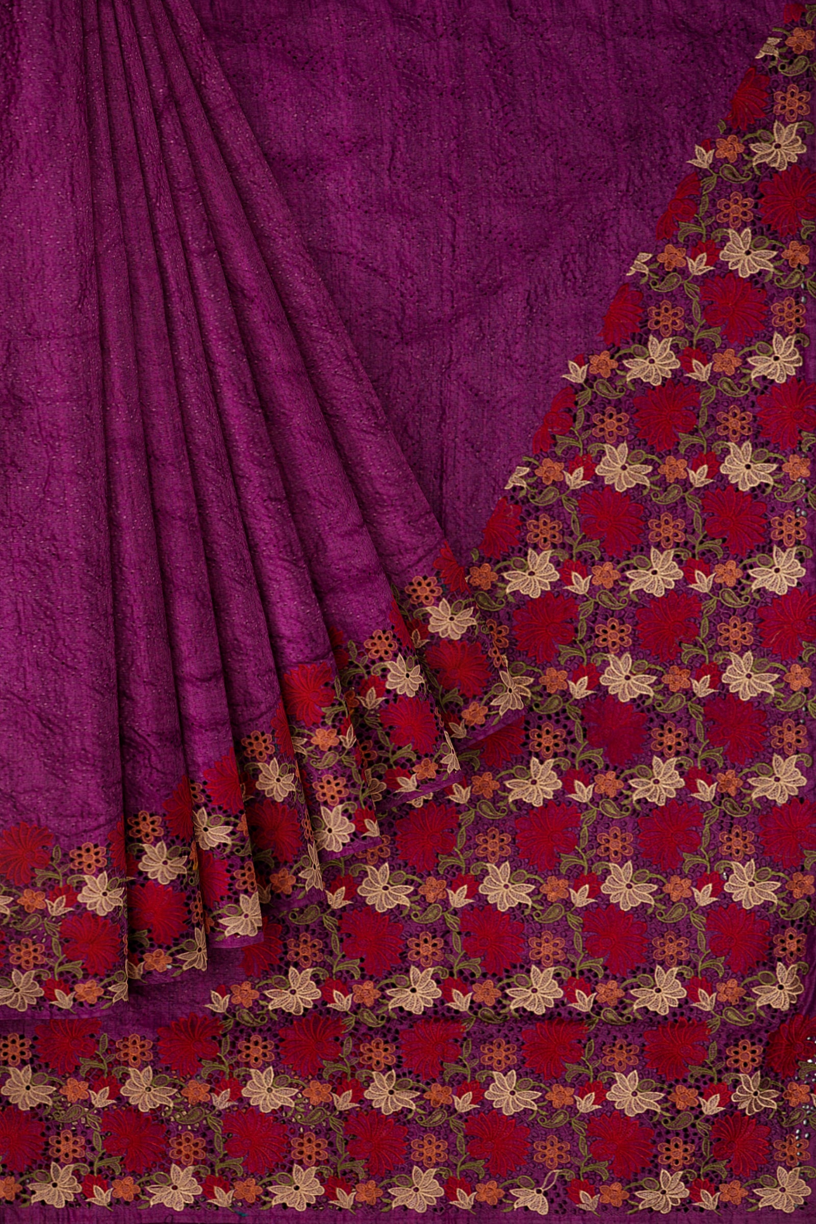 Magenta Woven Art Tussar Saree AB0494