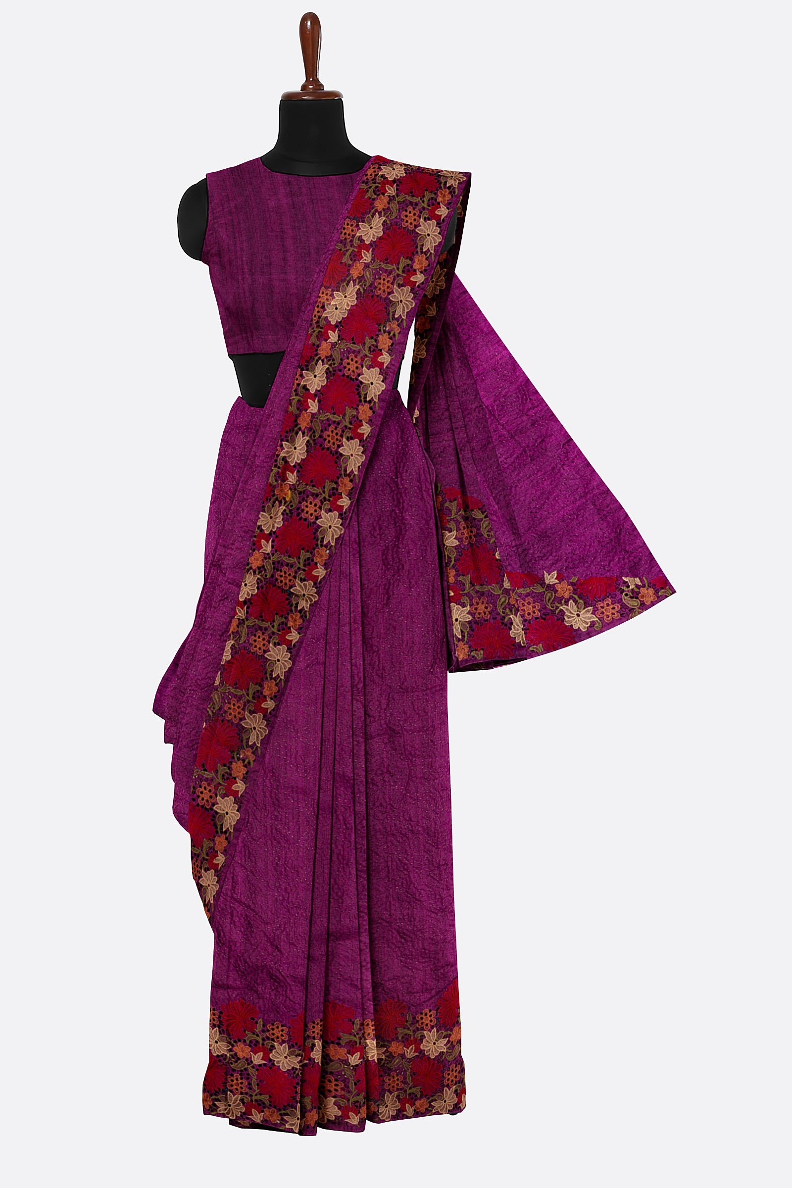 Magenta Woven Art Tussar Saree AB0494
