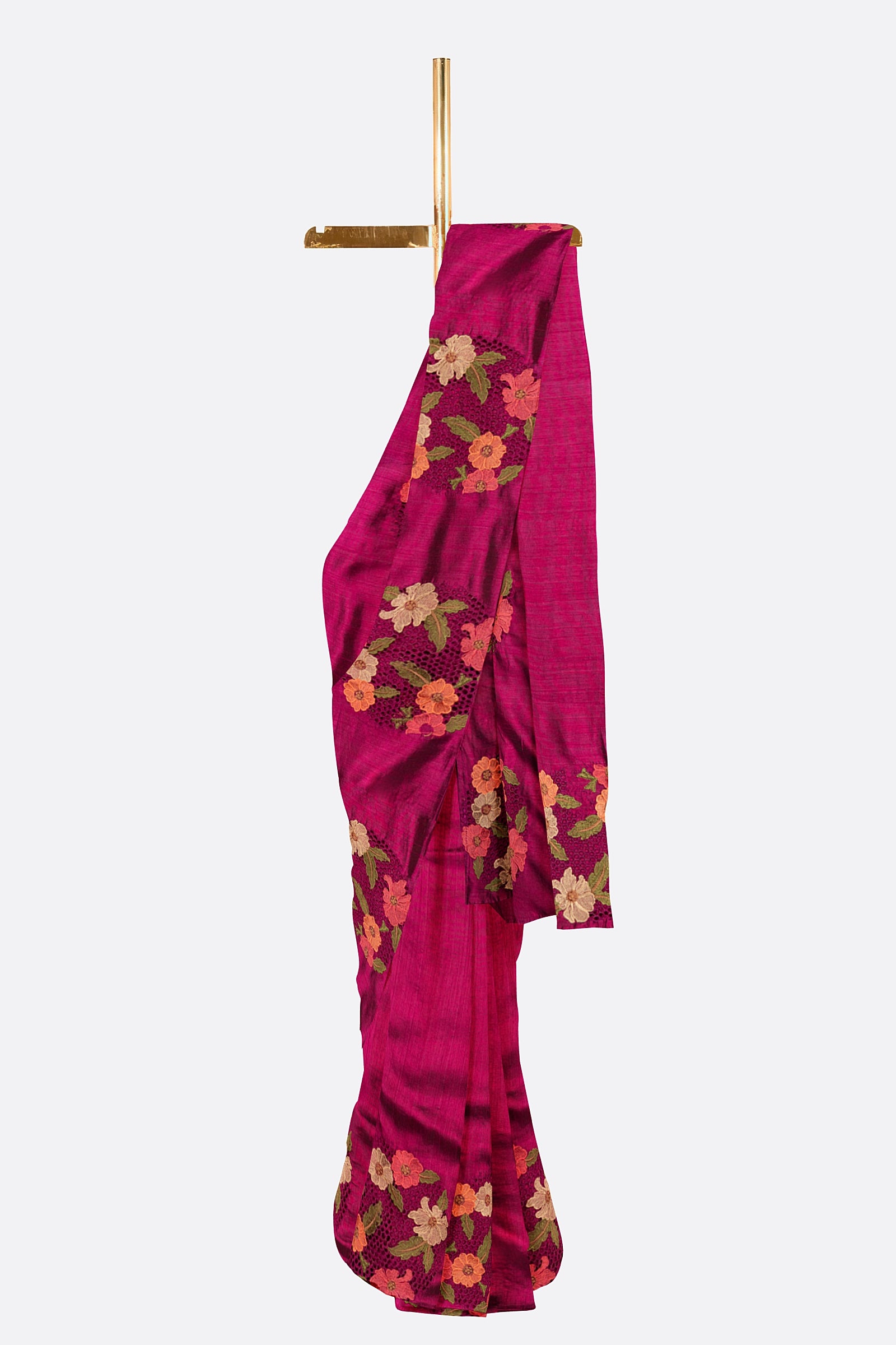 Magenta Woven Chiniya Saree AB0843
