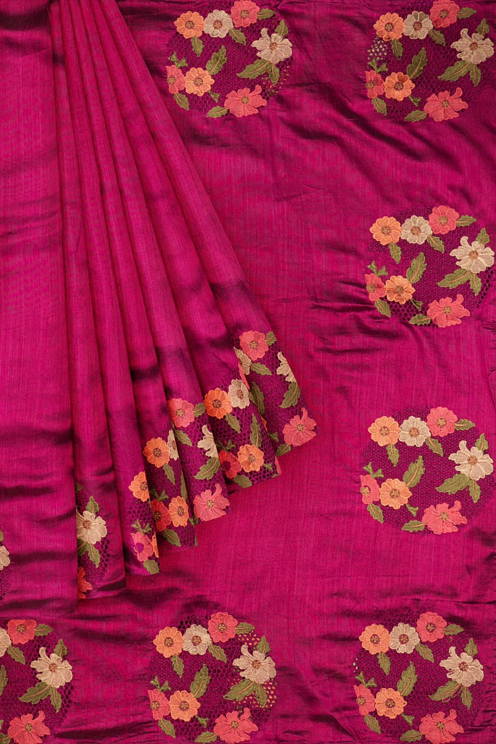 Magenta Woven Chiniya Saree AB0843