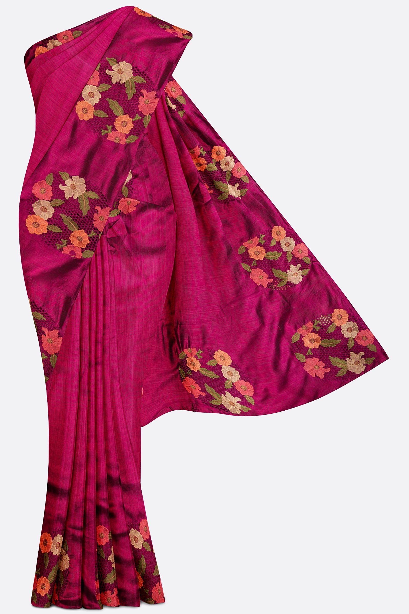 Magenta Woven Chiniya Saree AB0843