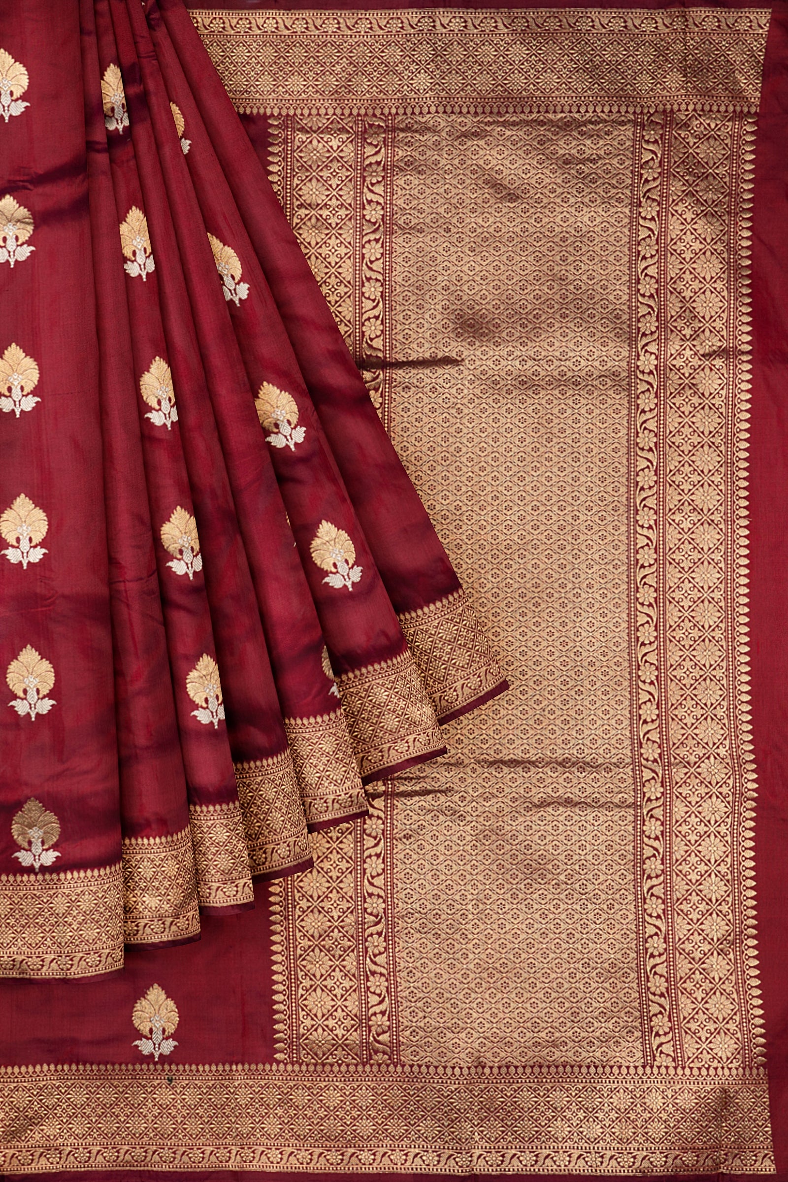 Maroon Woven Banaras Saree F00209