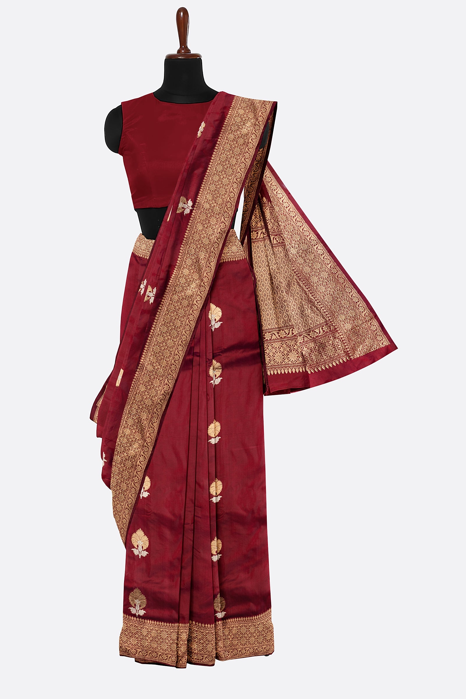 Maroon Woven Banaras Saree F00209