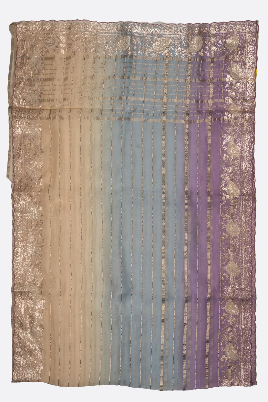 Multicolor Print Organza Saree F01105