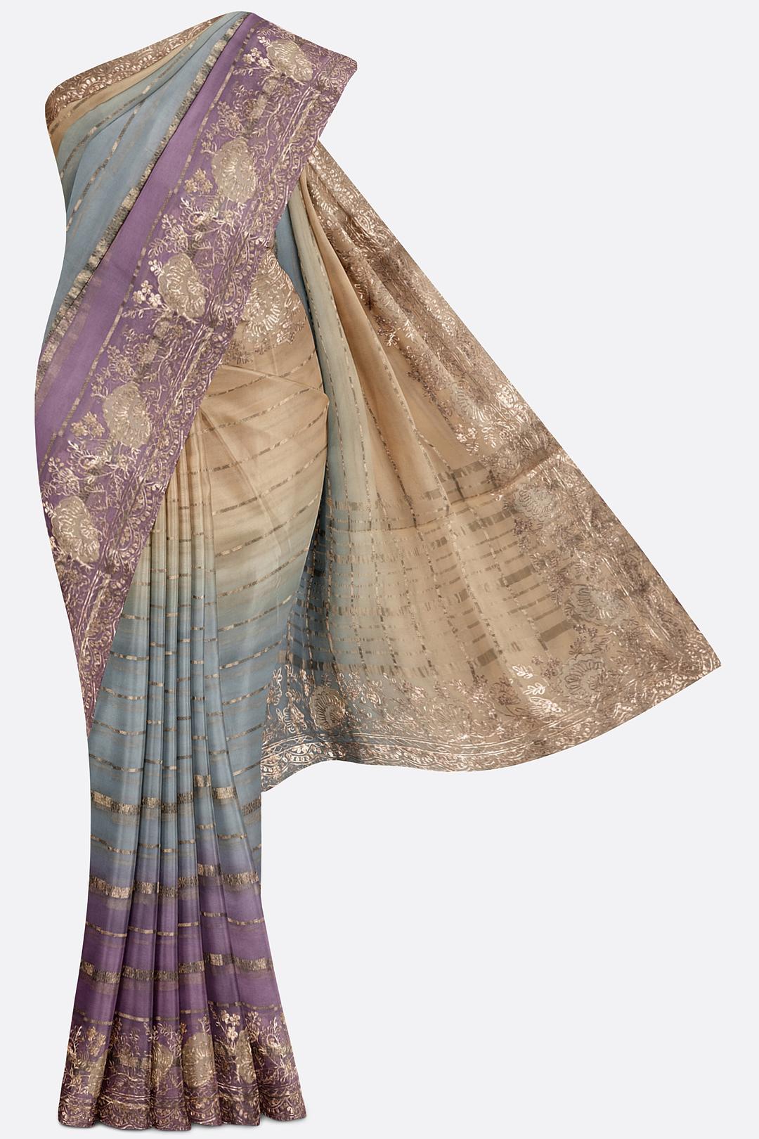 Multicolor Print Organza Saree F01105