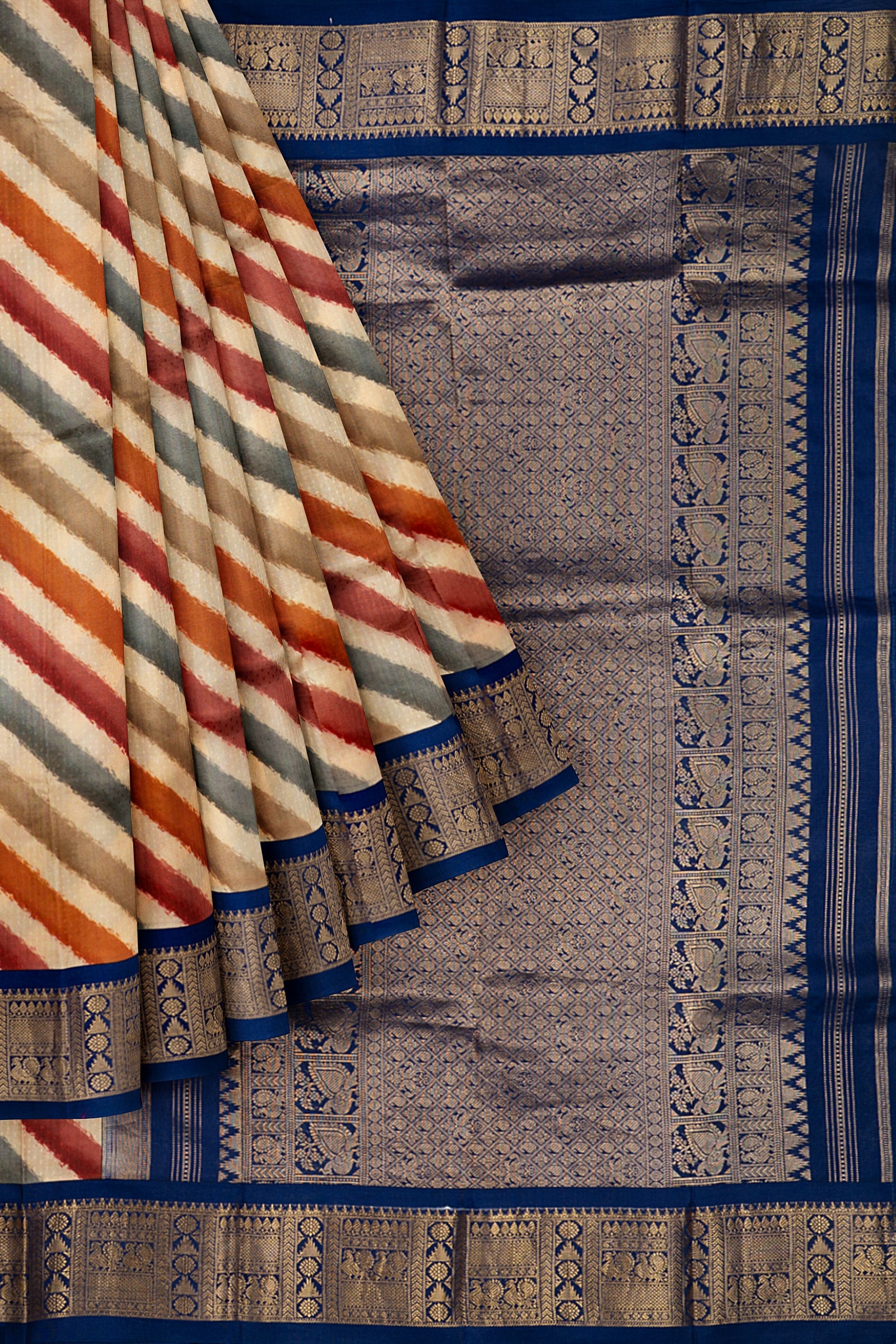 Multicolor Printed Gadwal Silk Saree ES1202