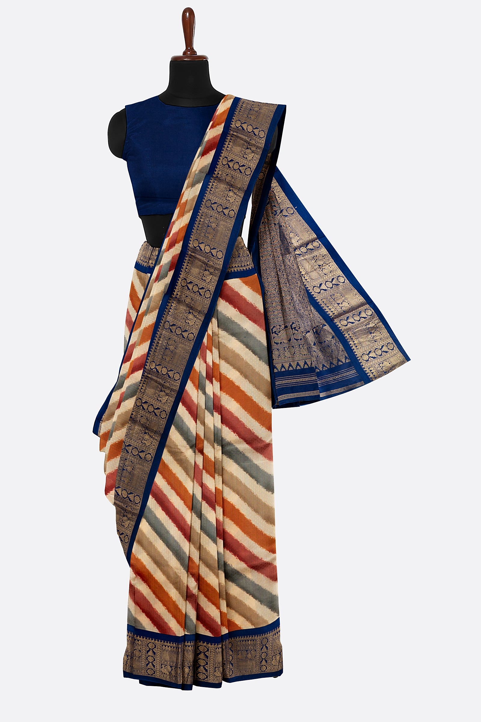 Multicolor Printed Gadwal Silk Saree ES1202