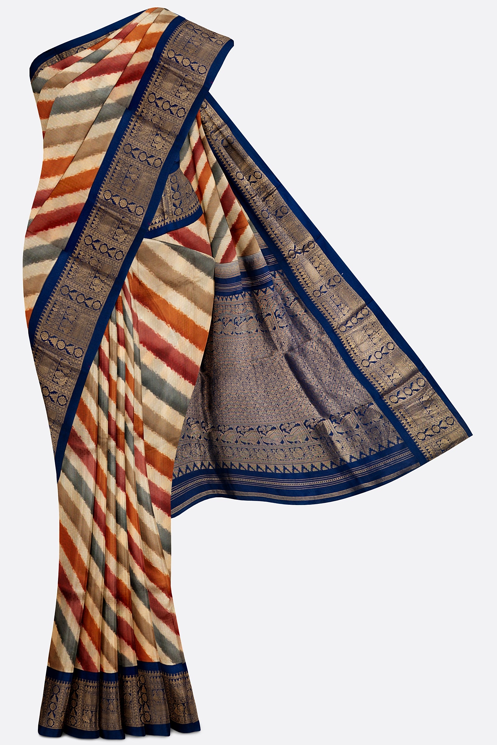 Multicolor Printed Gadwal Silk Saree ES1202