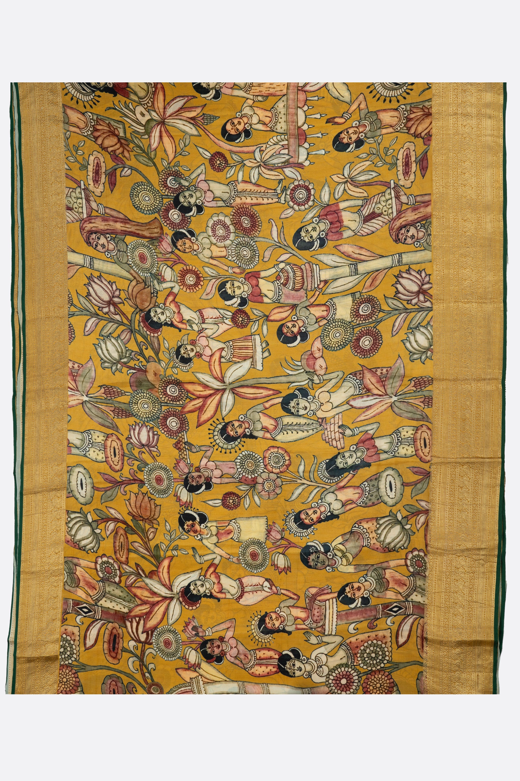 Mustard Printed Crepe Silk Saree ES0495