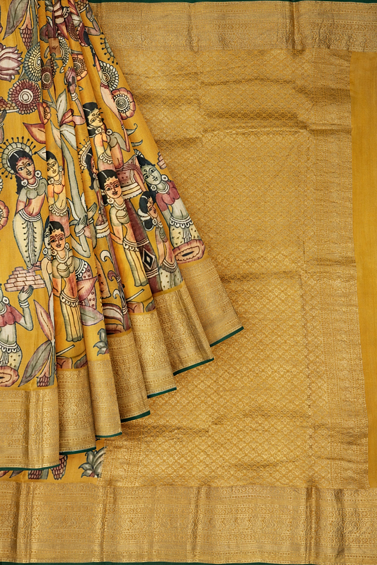 Mustard Printed Crepe Silk Saree ES0495