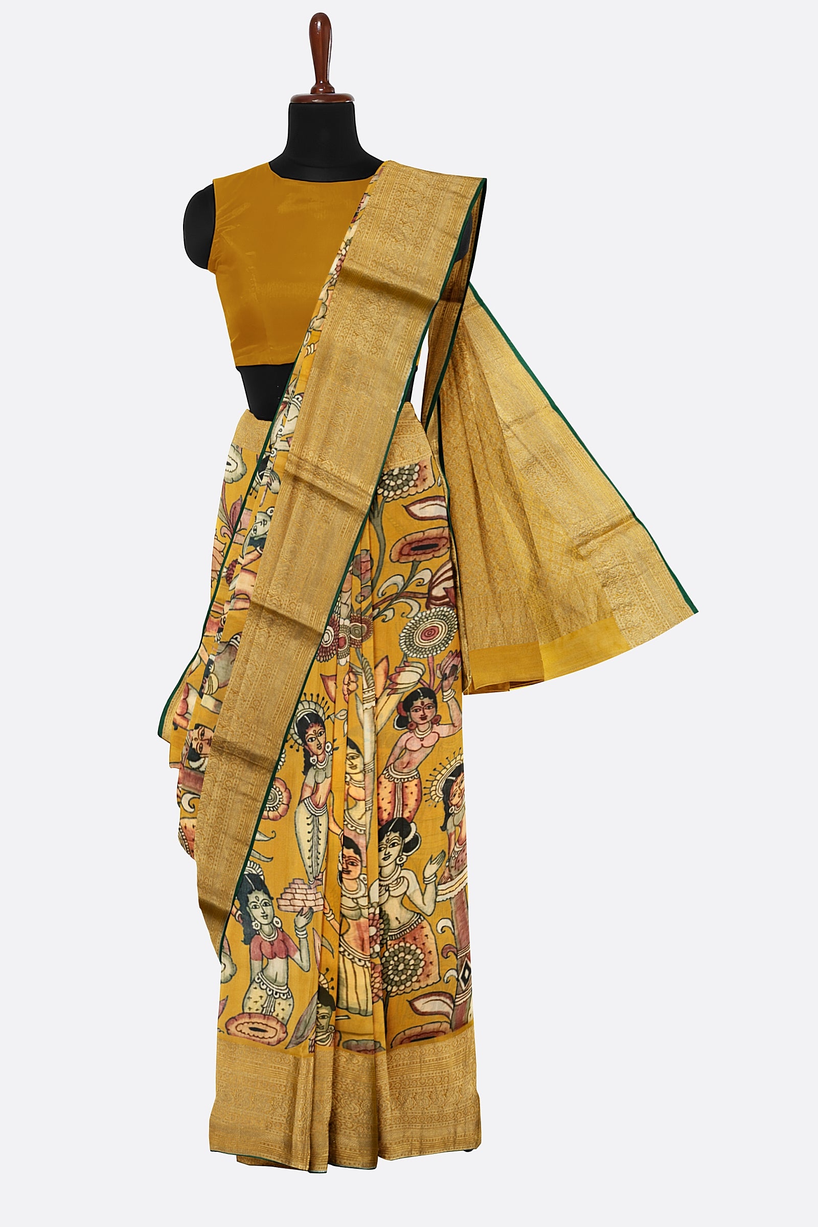 Mustard Printed Crepe Silk Saree ES0495