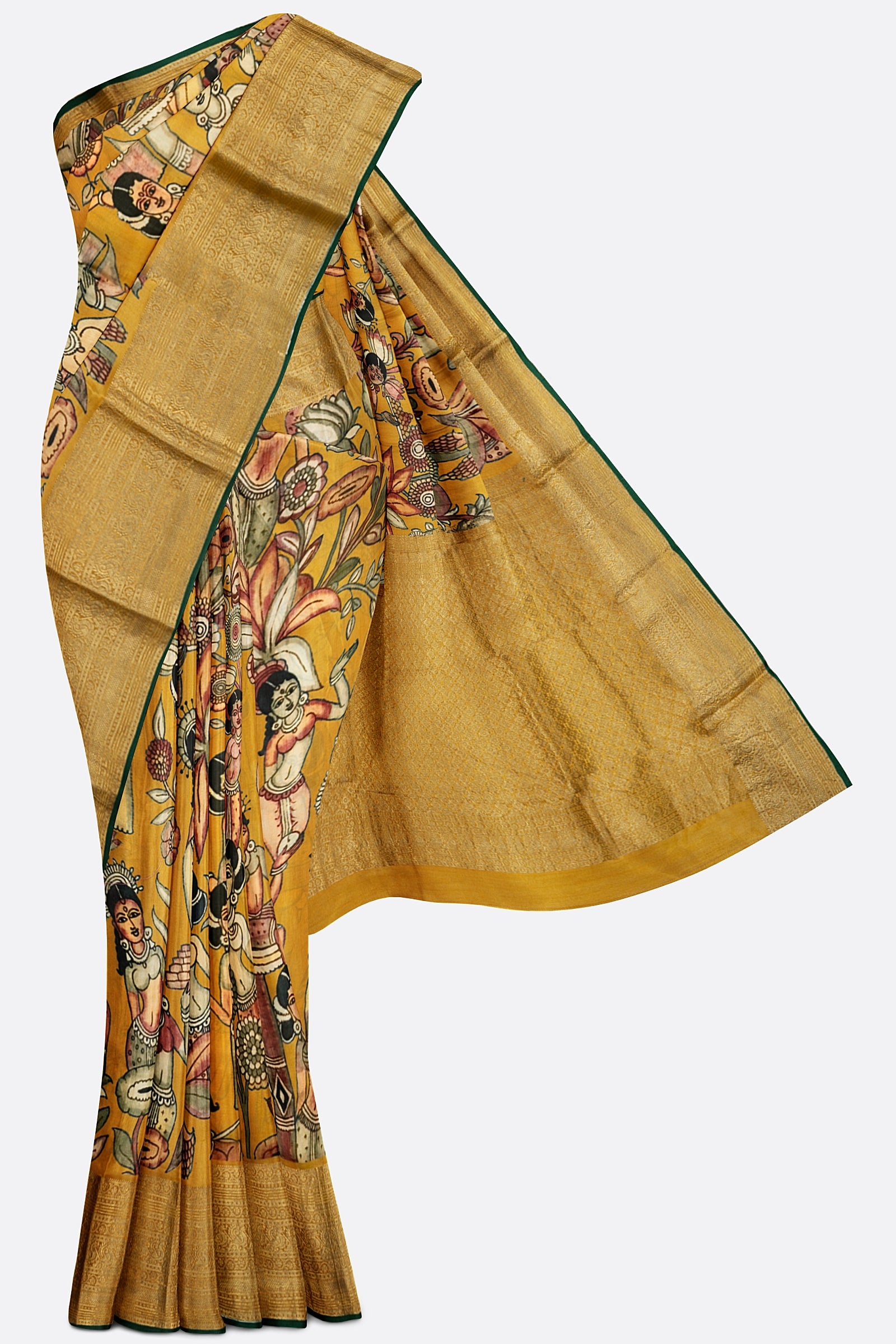 Mustard Printed Crepe Silk Saree ES0495