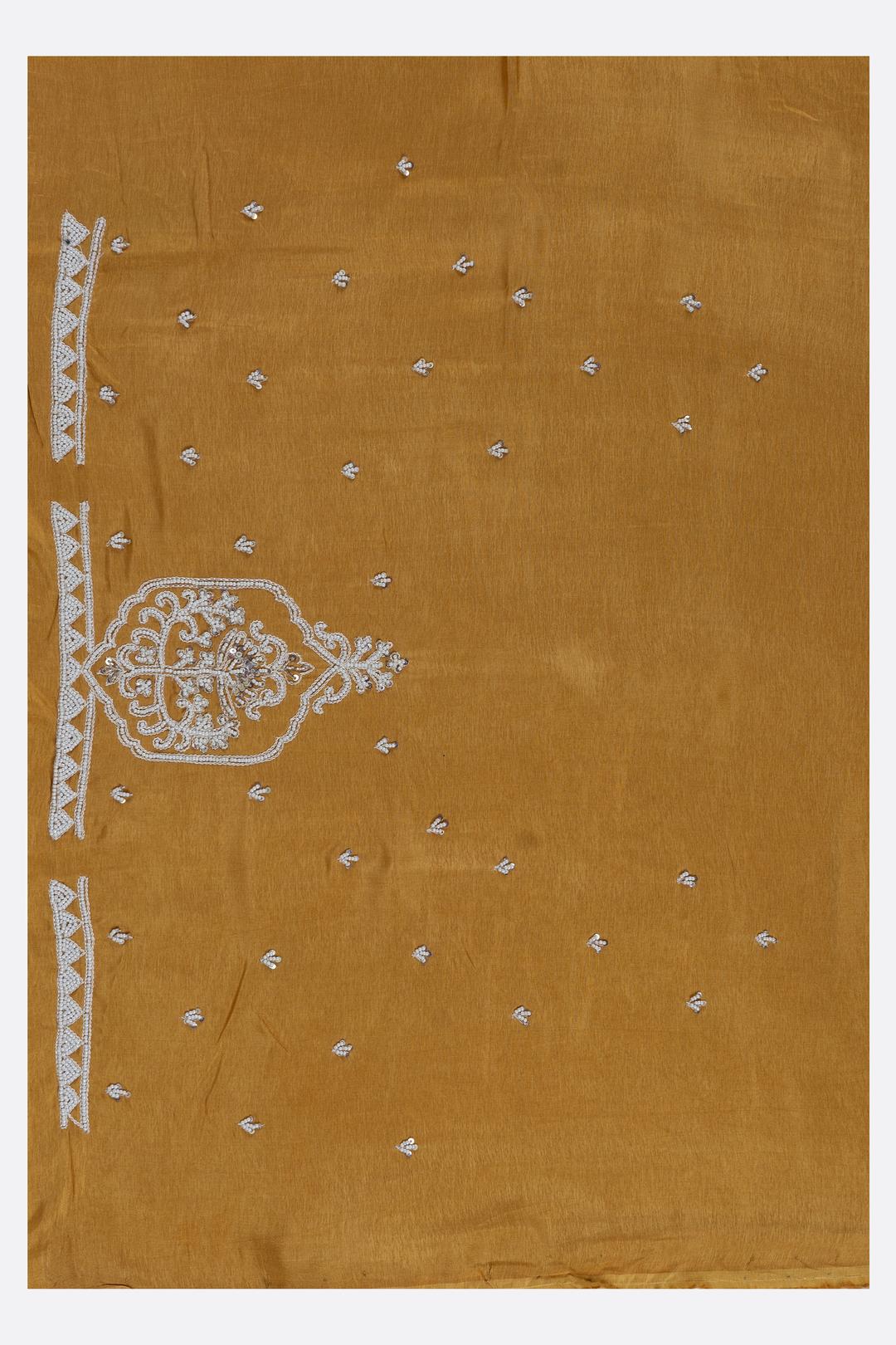 Mustard Yellow Printed Georgette Saree F00785