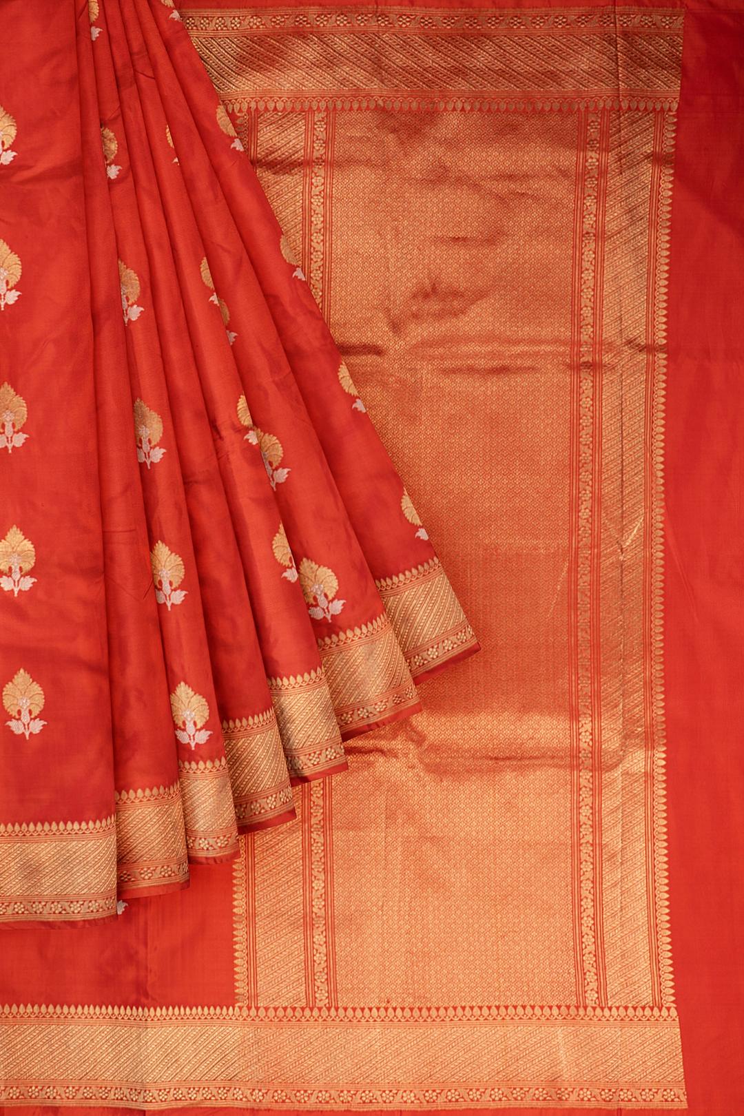 Orange Woven Banaras Saree F00209