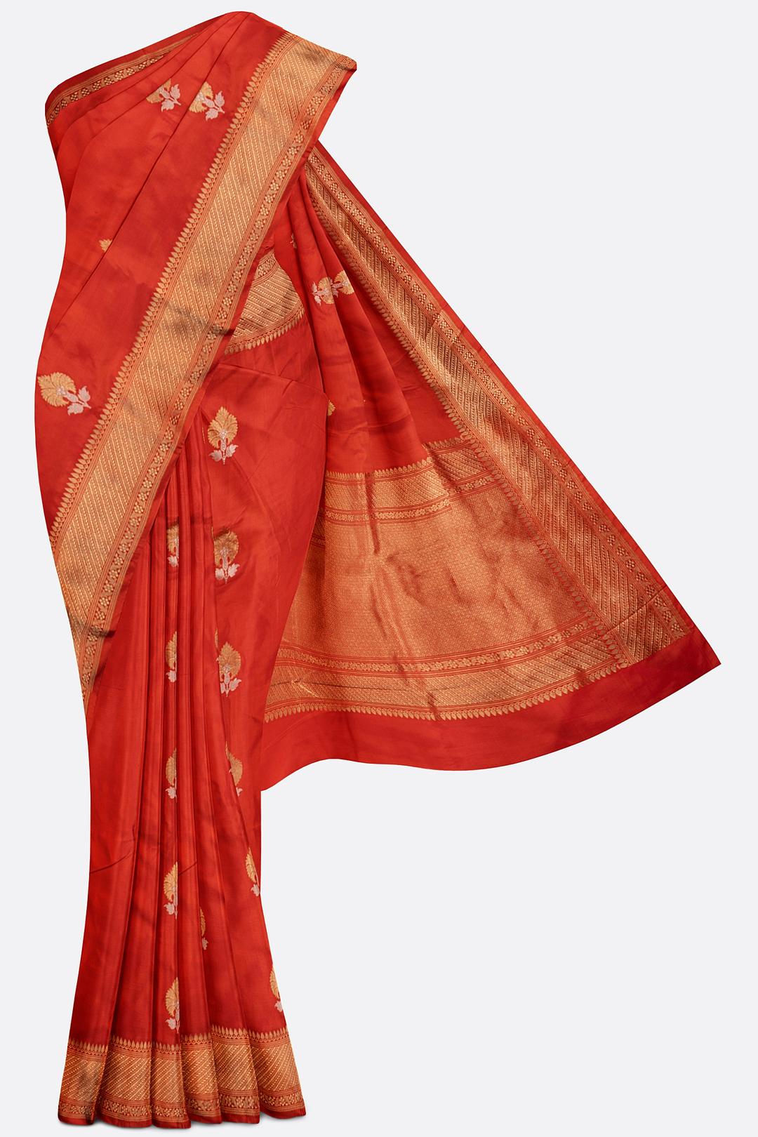 Orange Woven Banaras Saree F00209