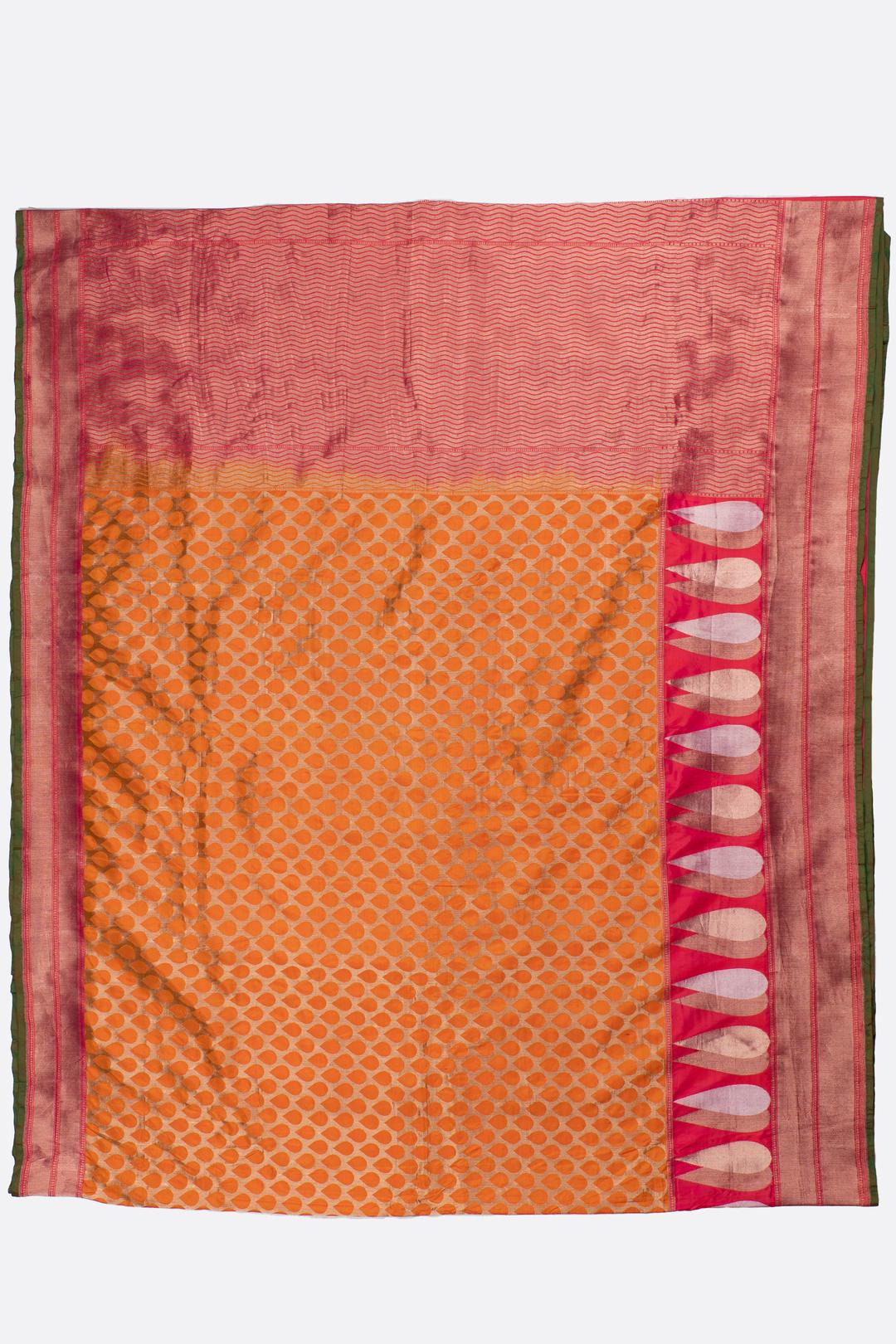 Orange Woven Banaras Saree HB004