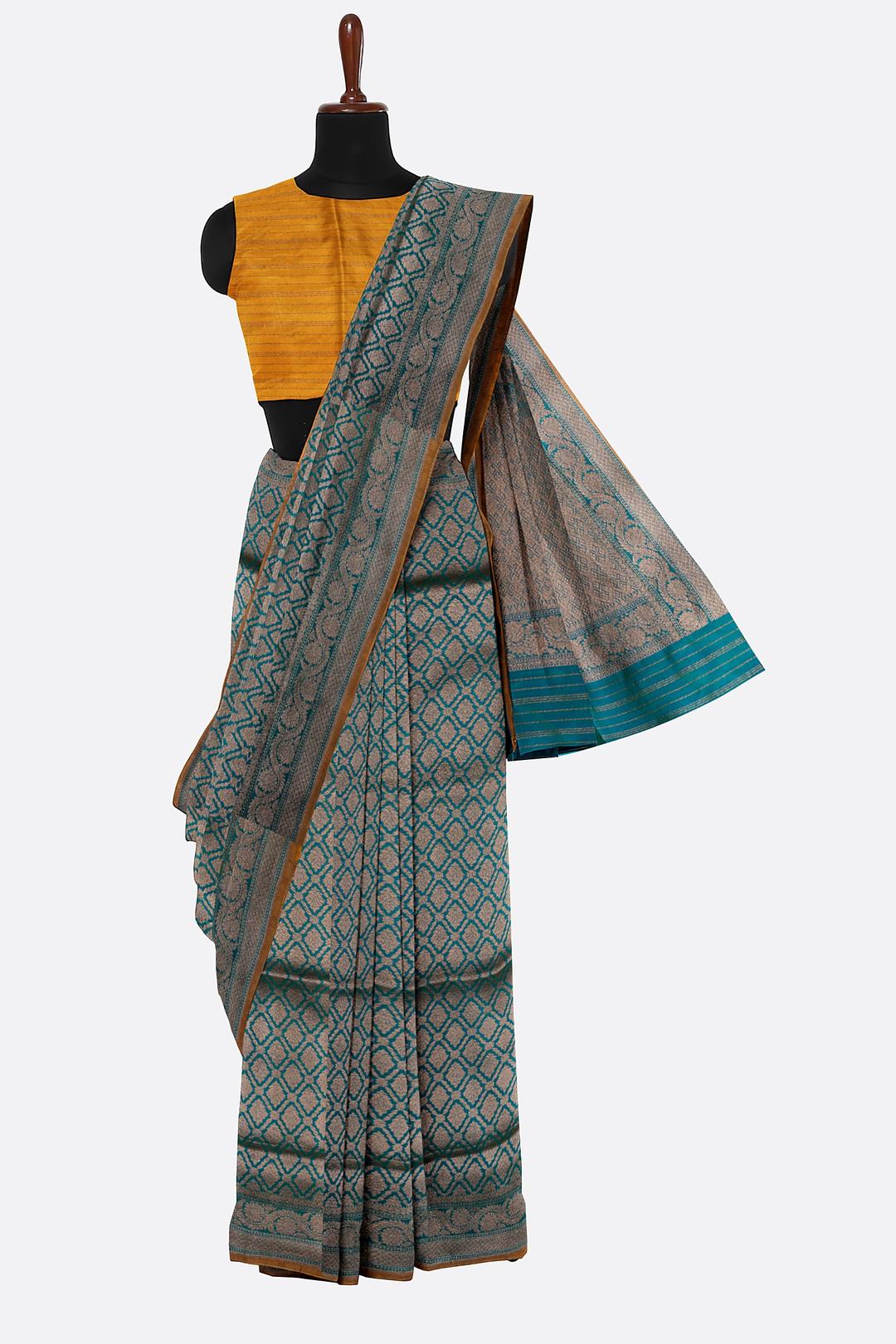 Peacock Blue Woven Banaras Saree ES0474