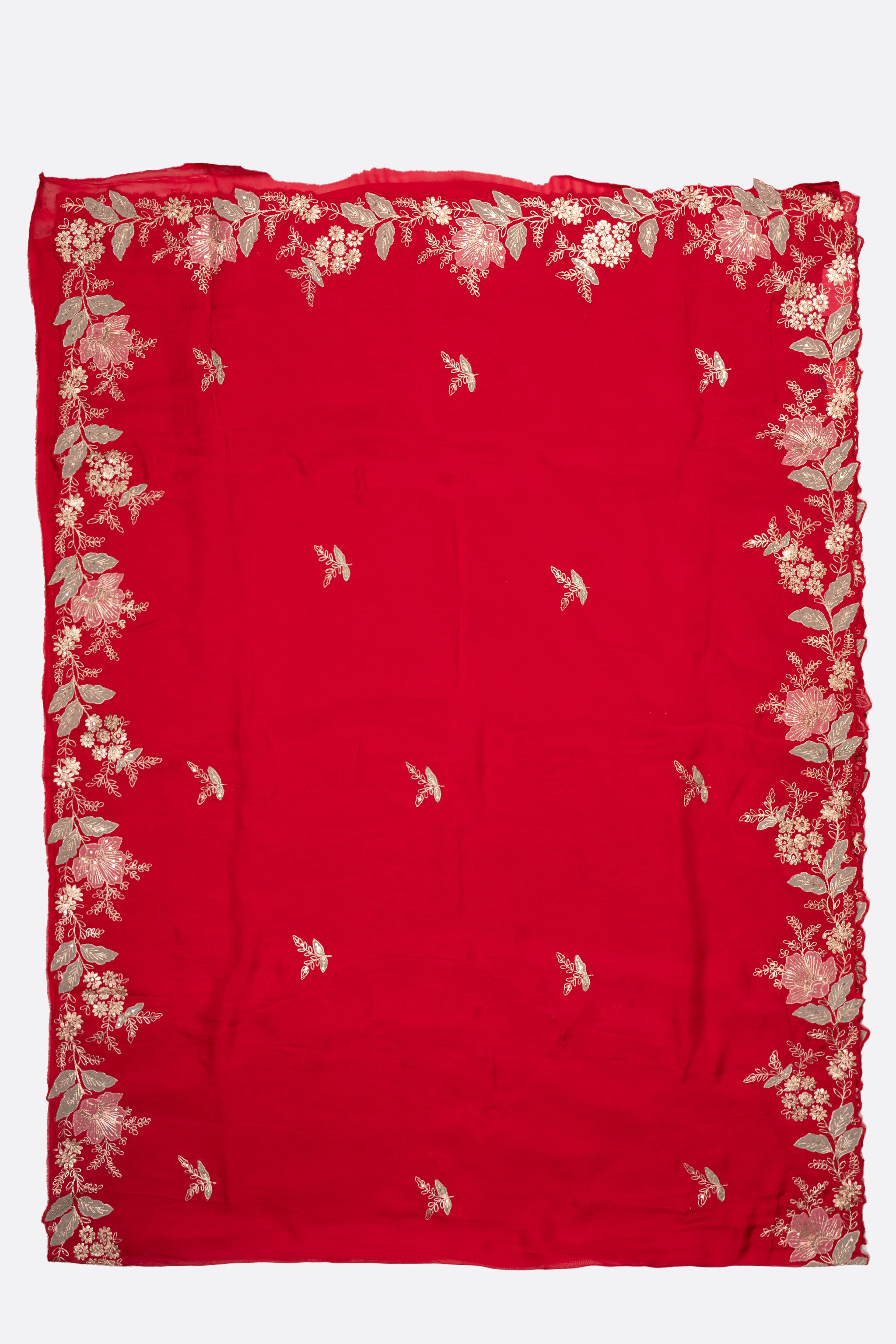 Pink Embellished Goergette Silk F01074