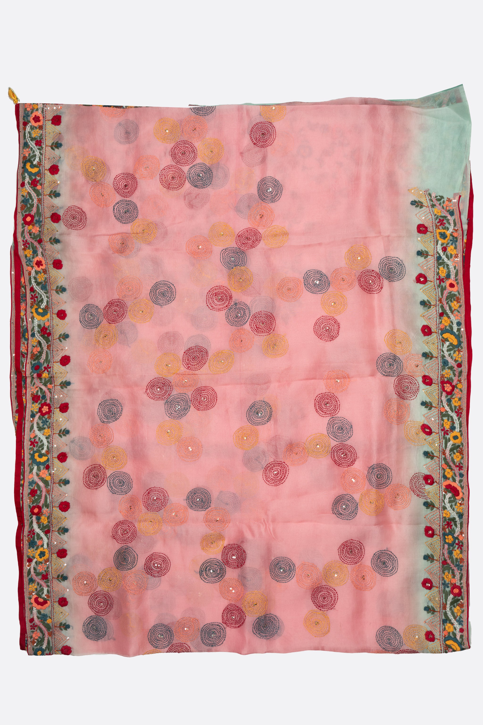 Pink Embroidered Organza Saree F01122